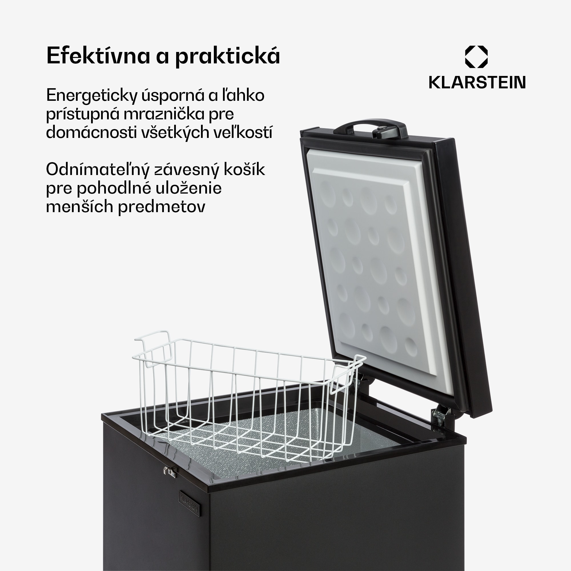 Klarstein Iceblokk 80, mraziaci box, voľne stojaci, 78 l, uzamykateľný, energet. trieda F, čierna – Obrázok 2
