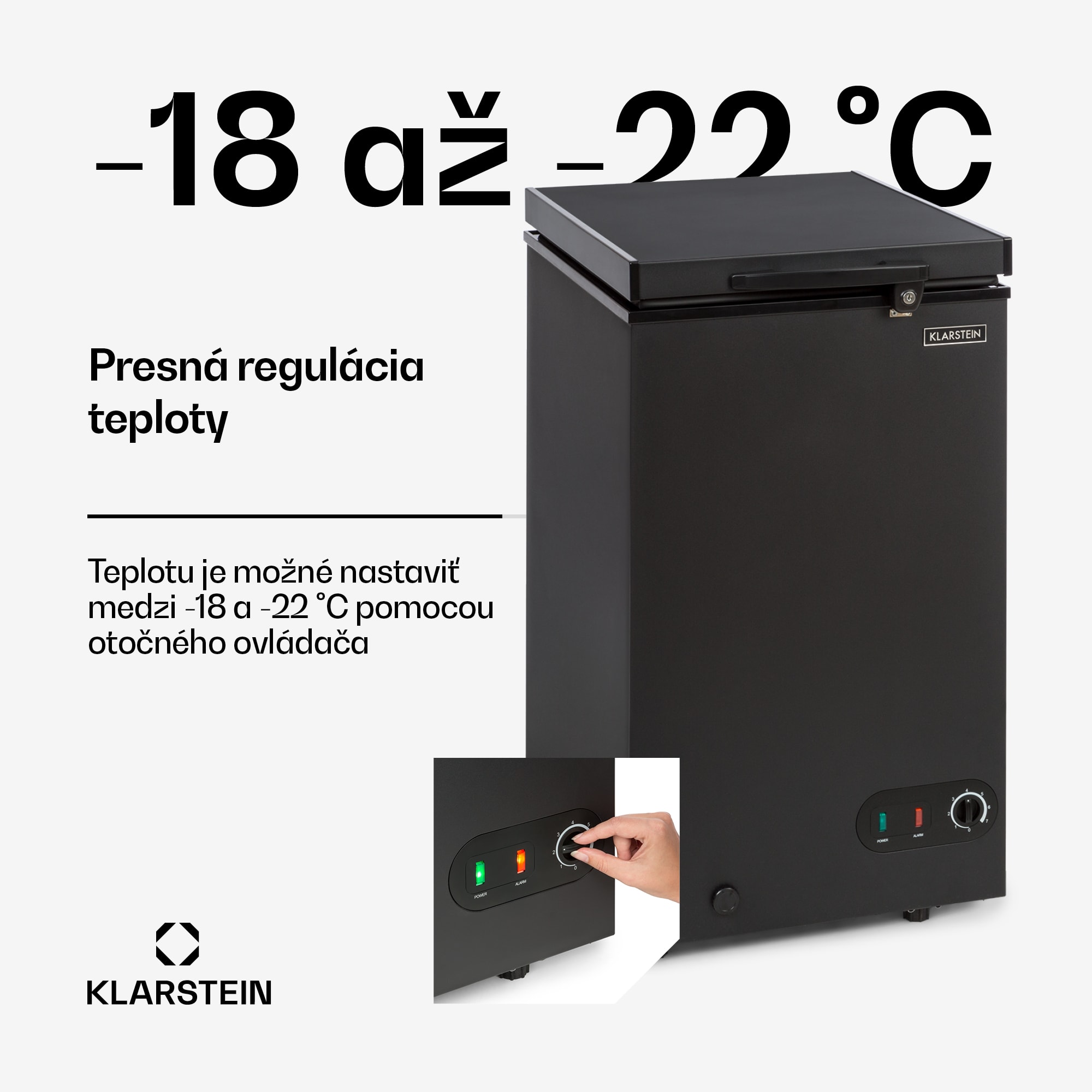 Klarstein Iceblokk 80, mraziaci box, voľne stojaci, 78 l, uzamykateľný, energet. trieda F, čierna – Obrázok 3
