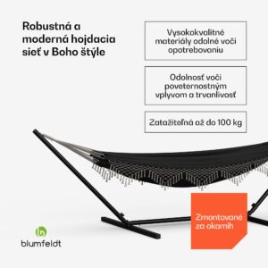 Blumfeldt SwayStation Boho hojdacia sieť, 320 x 116 cm, odolná proti poveternostným vplyvom, odolná proti hrdzi