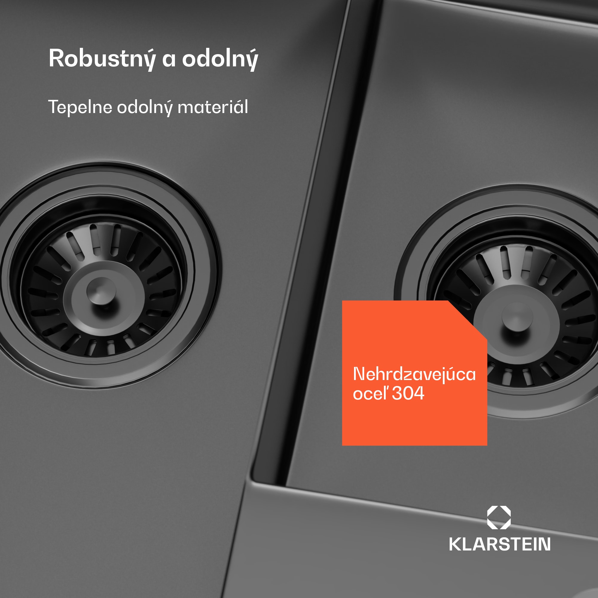 Klarstein TitanSteel kuchynský drez, 61 x 50 cm, 2 umývadlá, nehrdzavejúca oceľ, žiaruvzdorný – Obrázok 3