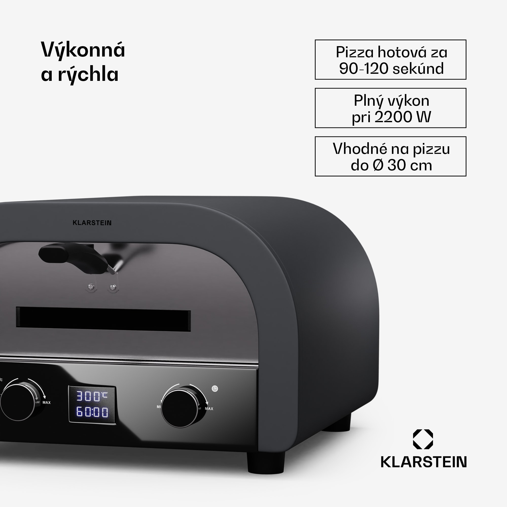 Klarstein FornoVetro Pec na pizzu určená na vonkajšie použitie, Dvojité ohrevné telesá, 2200 W, 500 °C, Cool Touch