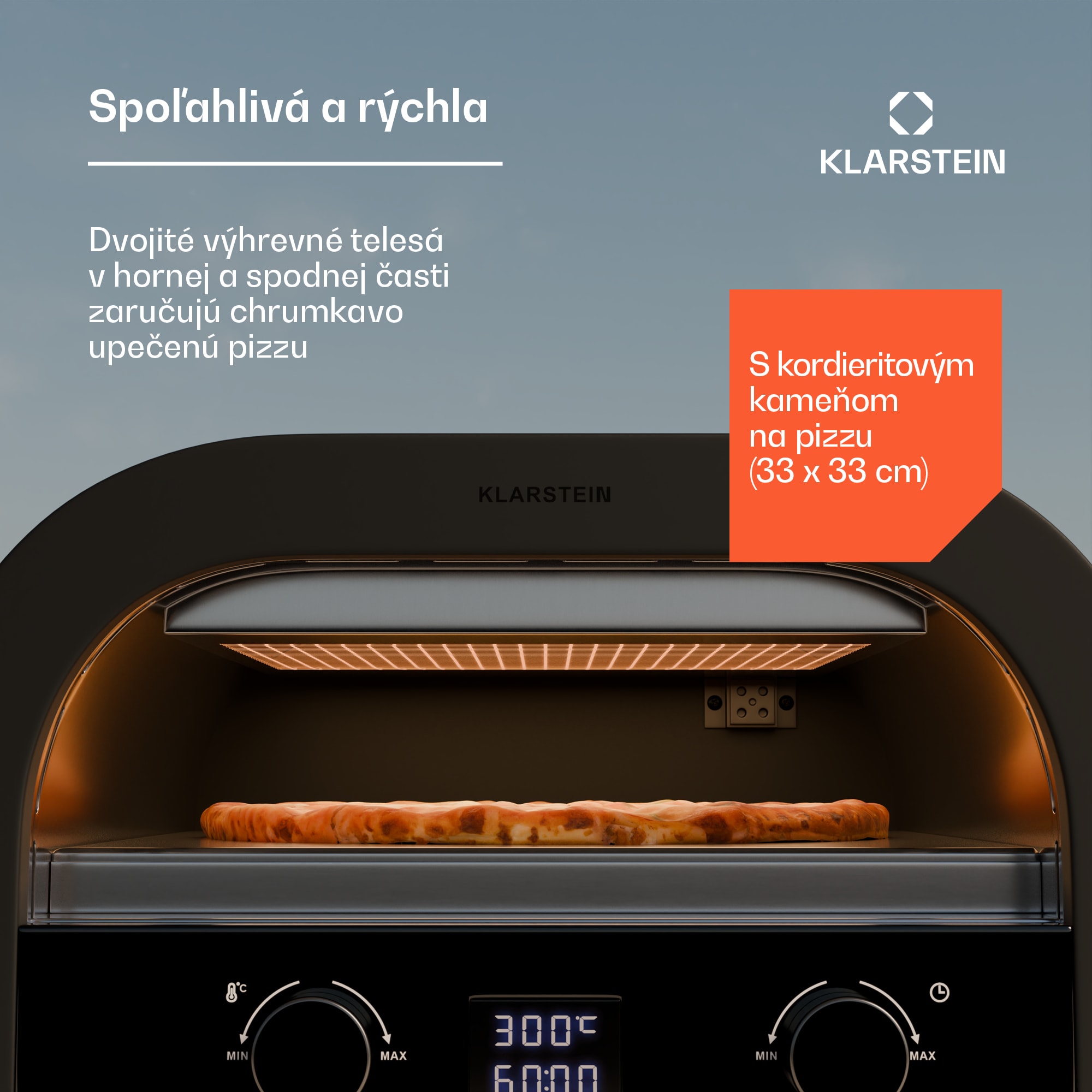 Klarstein FornoVetro Pec na pizzu určená na vonkajšie použitie, Dvojité ohrevné telesá, 2200 W, 500 °C, Cool Touch – Obrázok 3
