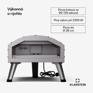 Klarstein LaFiamma Pec na pizzu určená na vonkajšie použitie, Dvojité ohrevné telesá, 2000 W až do 450 °C