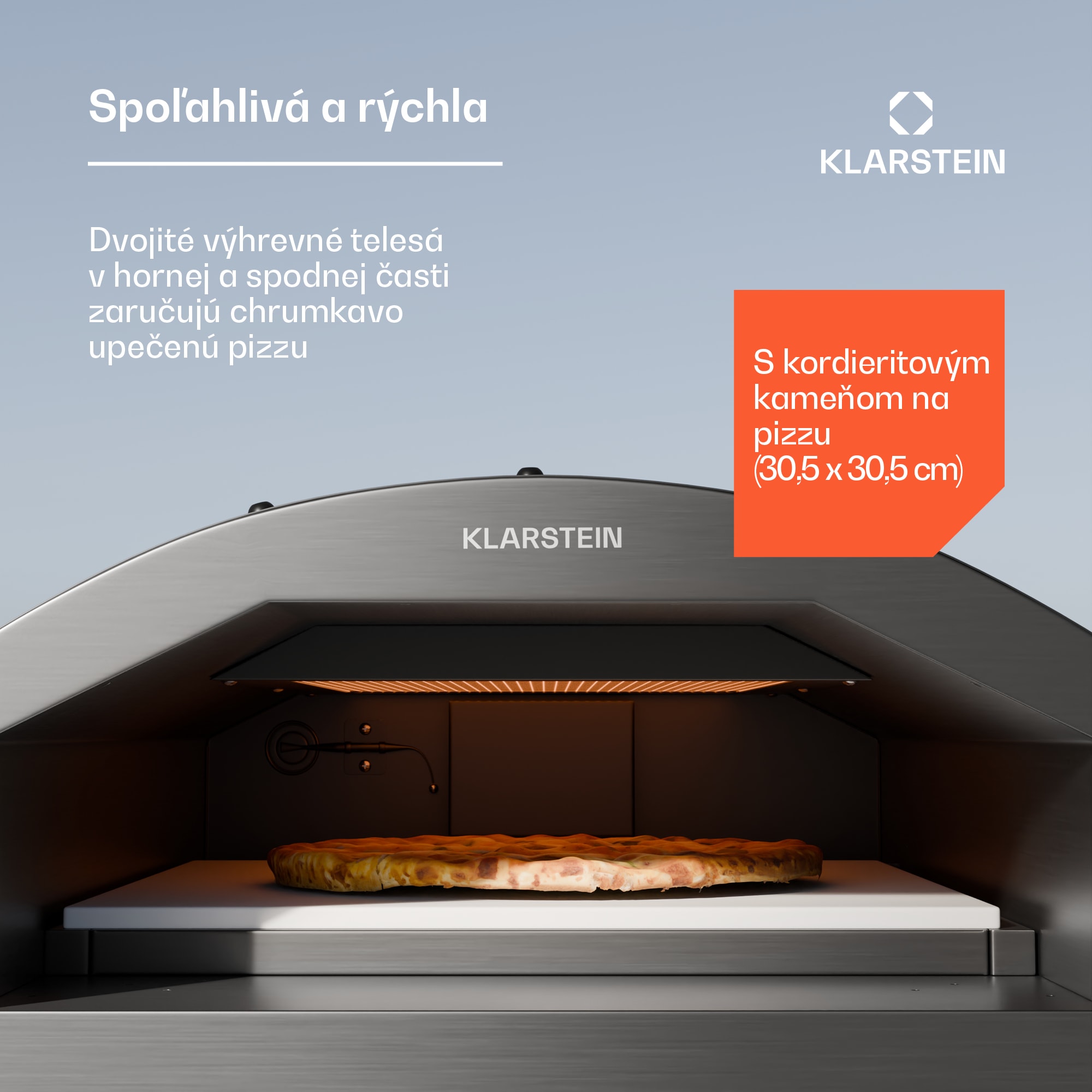Klarstein LaFiamma Pec na pizzu určená na vonkajšie použitie, Dvojité ohrevné telesá, 2000 W až do 450 °C – Obrázok 3