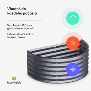 Blumfeldt High Grow polkruhový vyvýšený záhon 105 x 43 x 60 cm oceľový trapézový plech, jednoduchá montáž, odolný voči hrdzi a mrazu