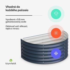 Blumfeldt High Grow Half Circle, polkruhový vyvýšený záhon, 105x43x60 cm, z vlnitého oceľového plechu, jednoduchá montáž, odolný voči hrdzi a mrazu