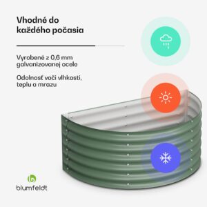 Blumfeldt High Grow Half Circle, polkruhový vyvýšený záhon, 105x43x60 cm, z vlnitého oceľového plechu, jednoduchá montáž, odolný voči hrdzi a mrazu