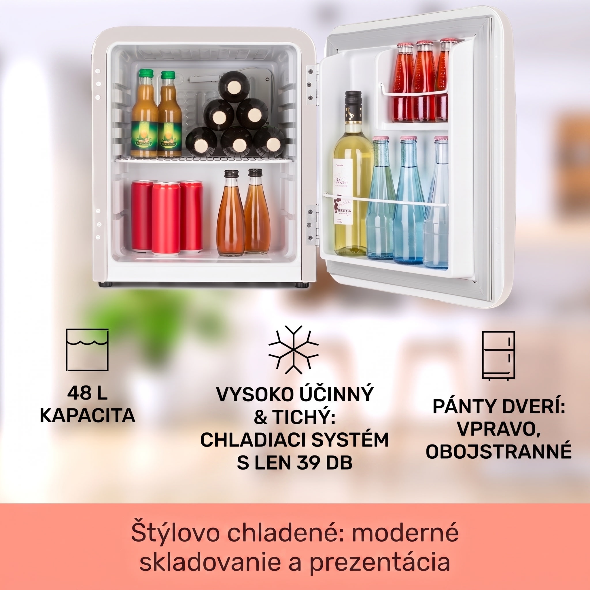 Klarstein Audrey Mini, retro chladnička, 48 l, 2 úrovne, energet. trieda F