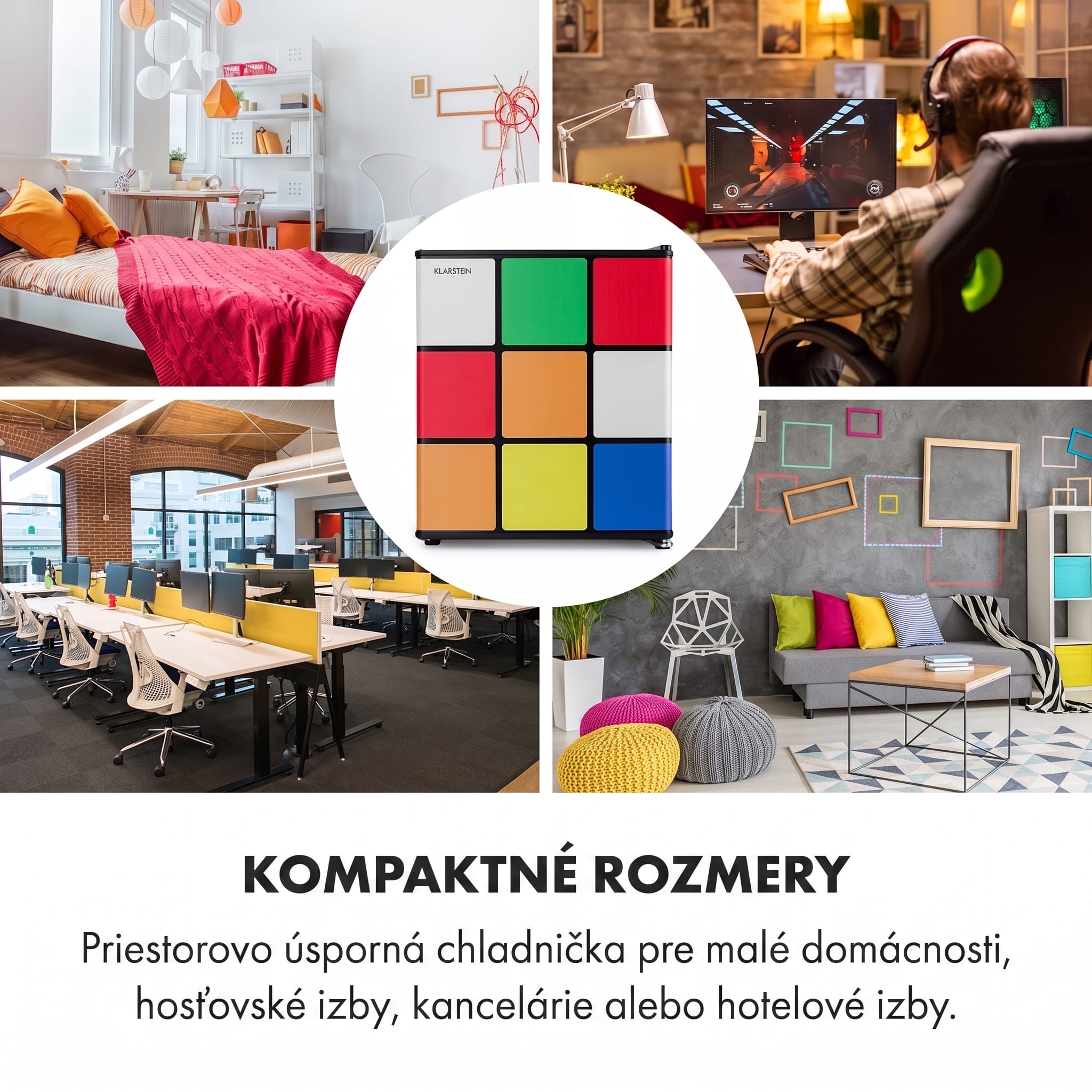 Klarstein Solve, chladnička, mini bar, 48 l, dizajn magickej kocky – Obrázok 3
