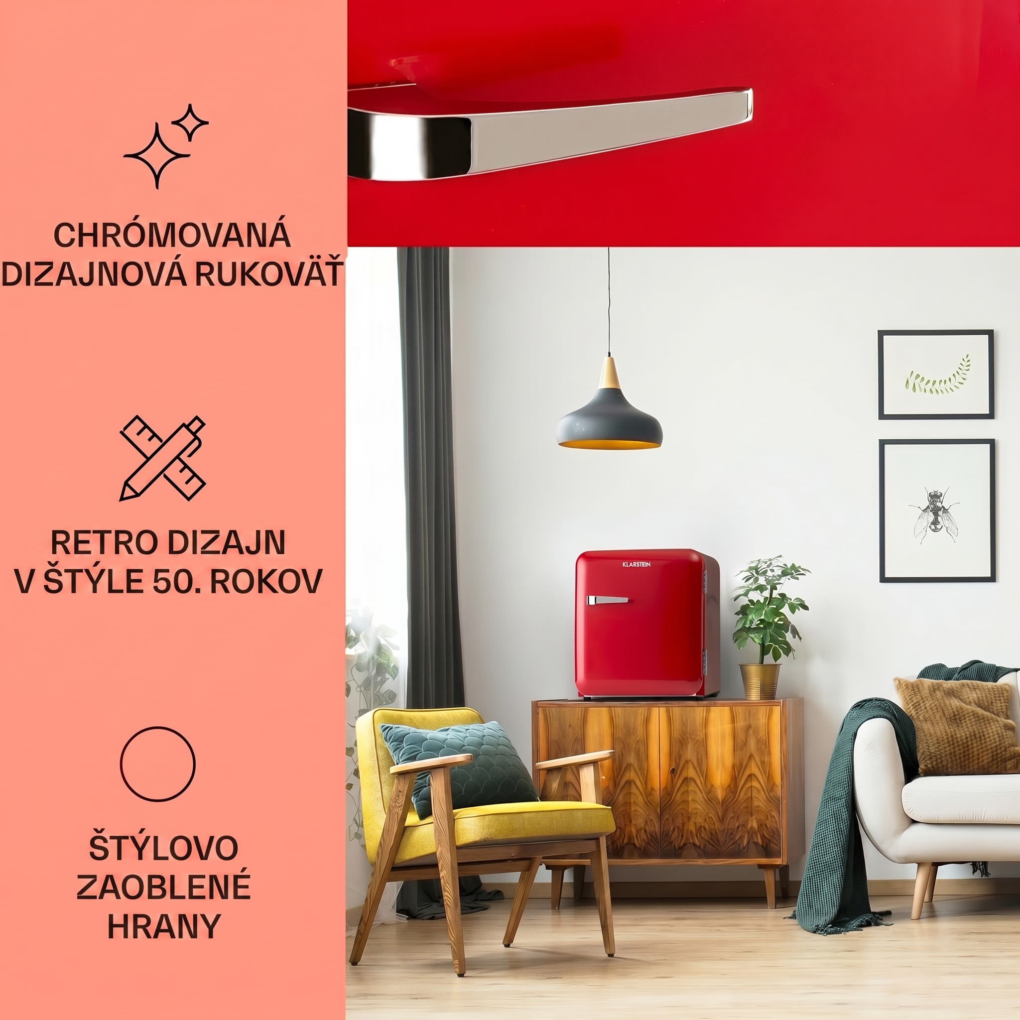 Klarstein Audrey Mini, retro chladnička, 48 l, 2 úrovne, energet. trieda F – Obrázok 2