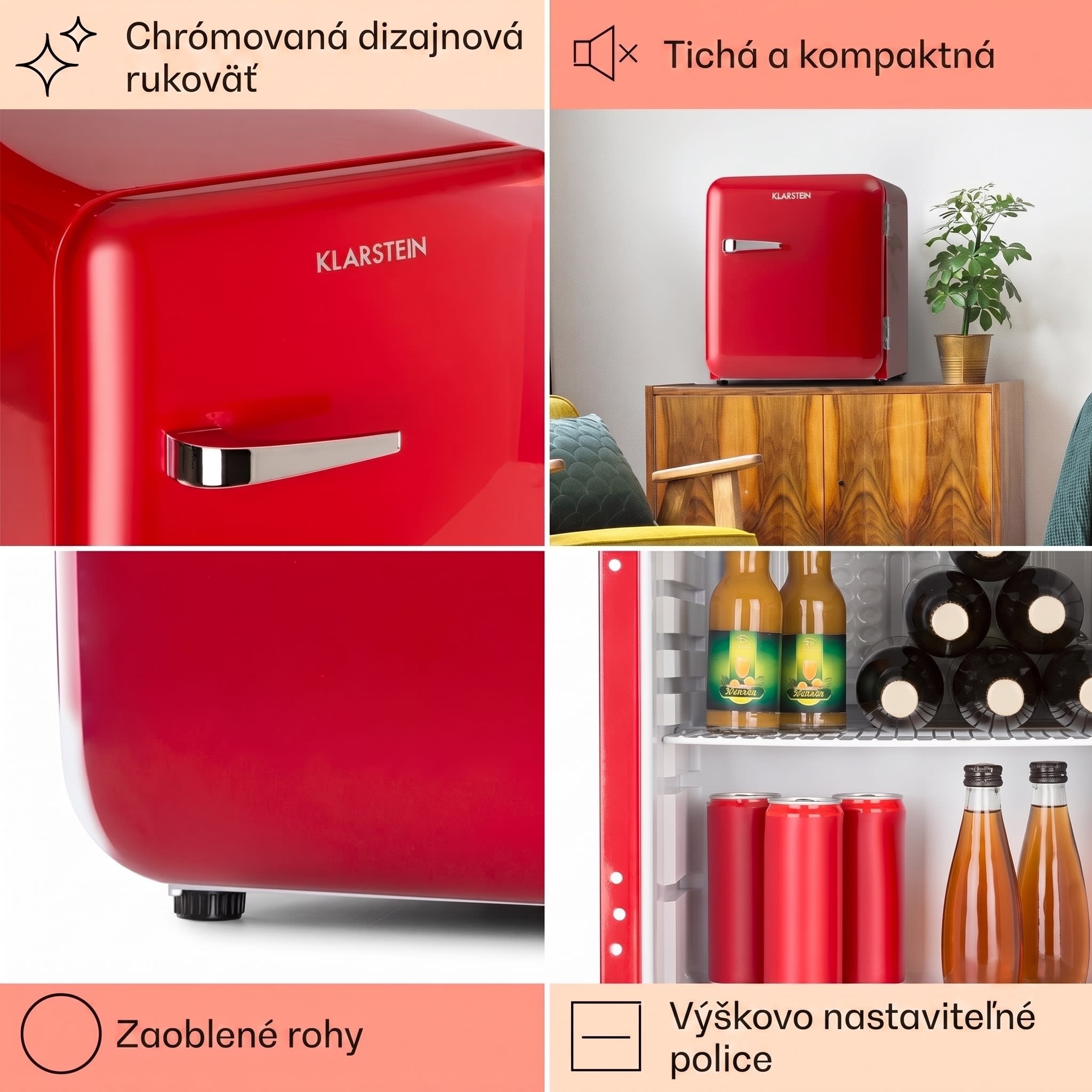 Klarstein Audrey Mini, retro chladnička, 48 l, 2 úrovne, energet. trieda F – Obrázok 4