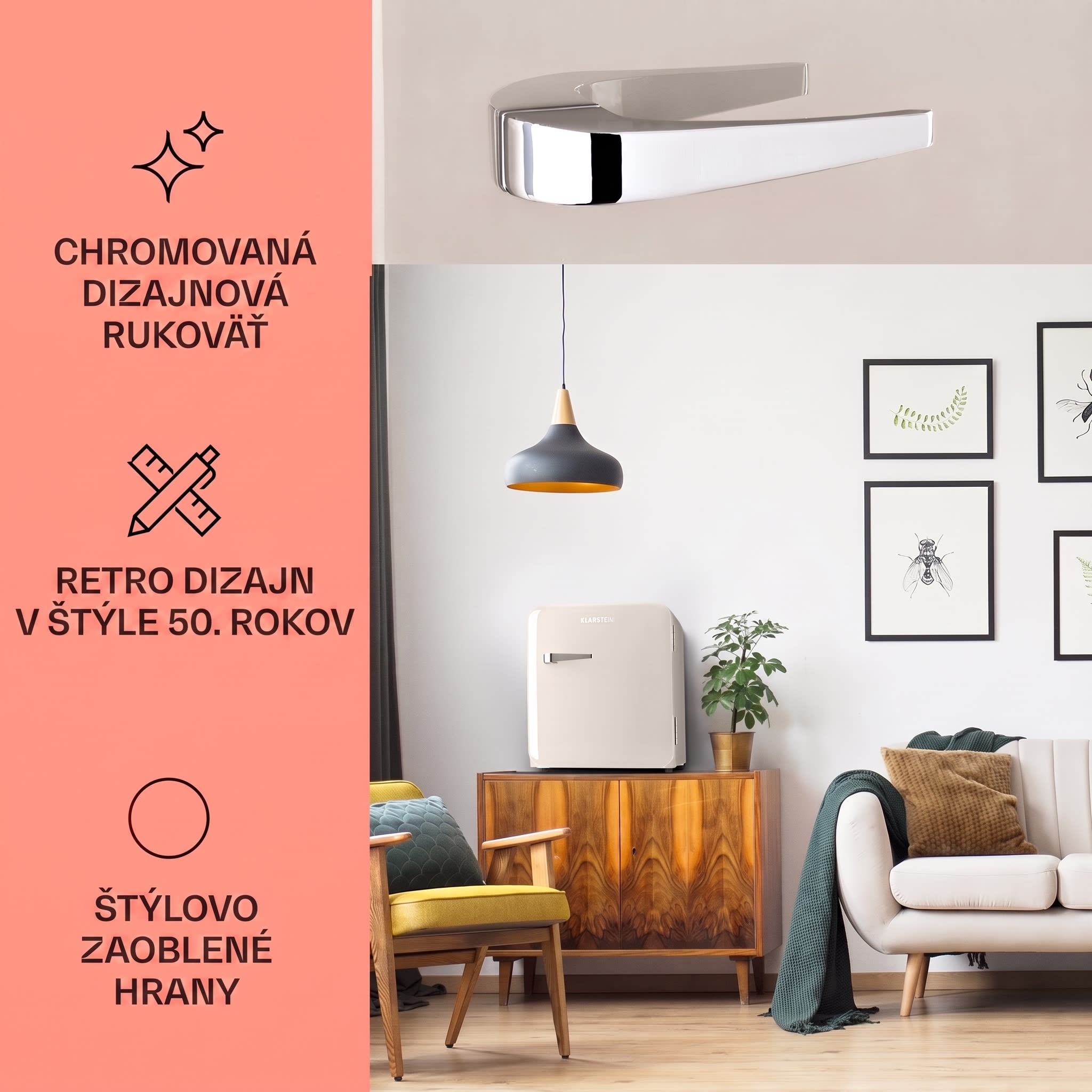 Klarstein Audrey Mini, retro chladnička, energet. trieda E, mraziaci priečinok, LED – Obrázok 2