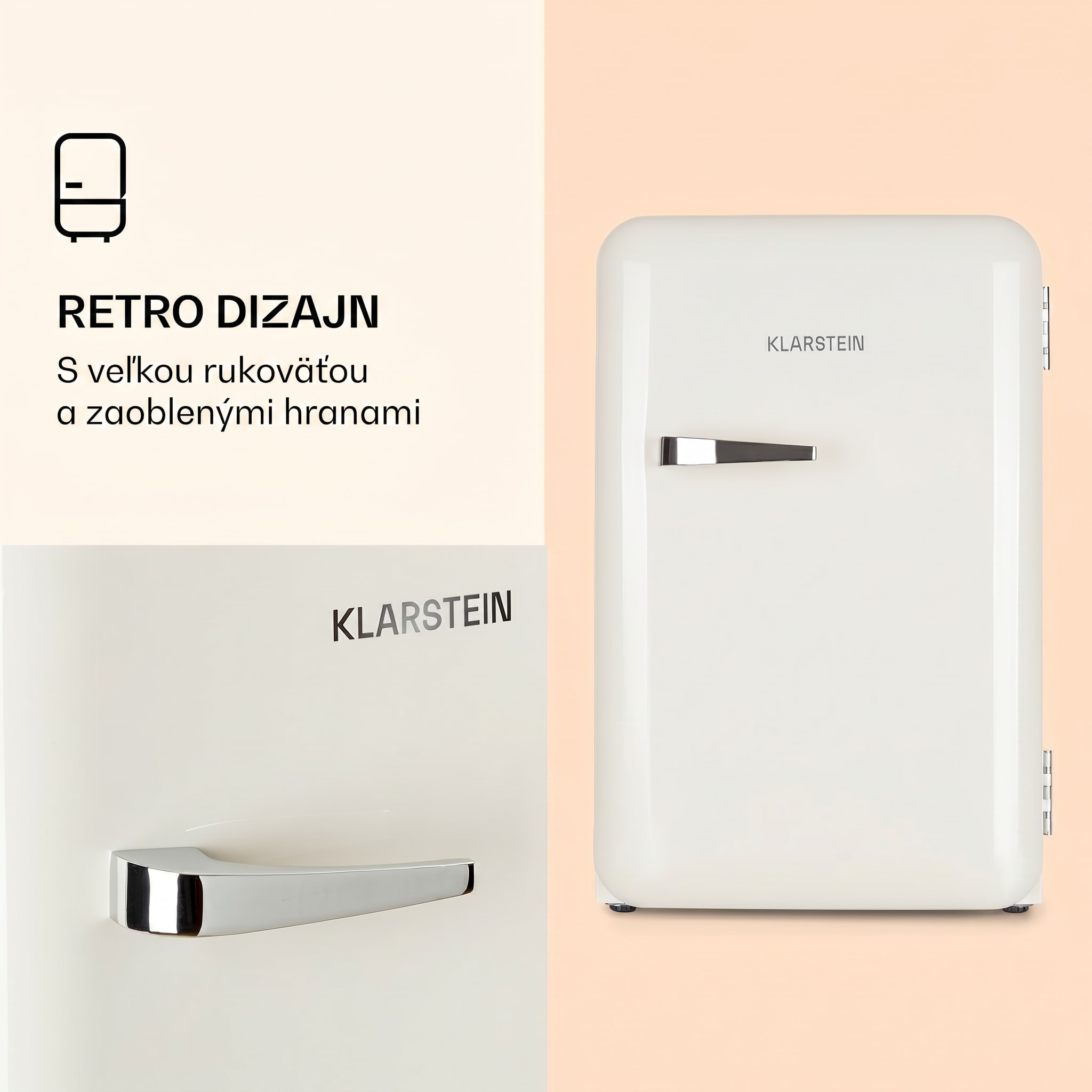 Klarstein Audrey, retro chladnička, 70 l, 3 police, 2 priehradky vo dverách, vnútorné osvetlenie – Obrázok 2
