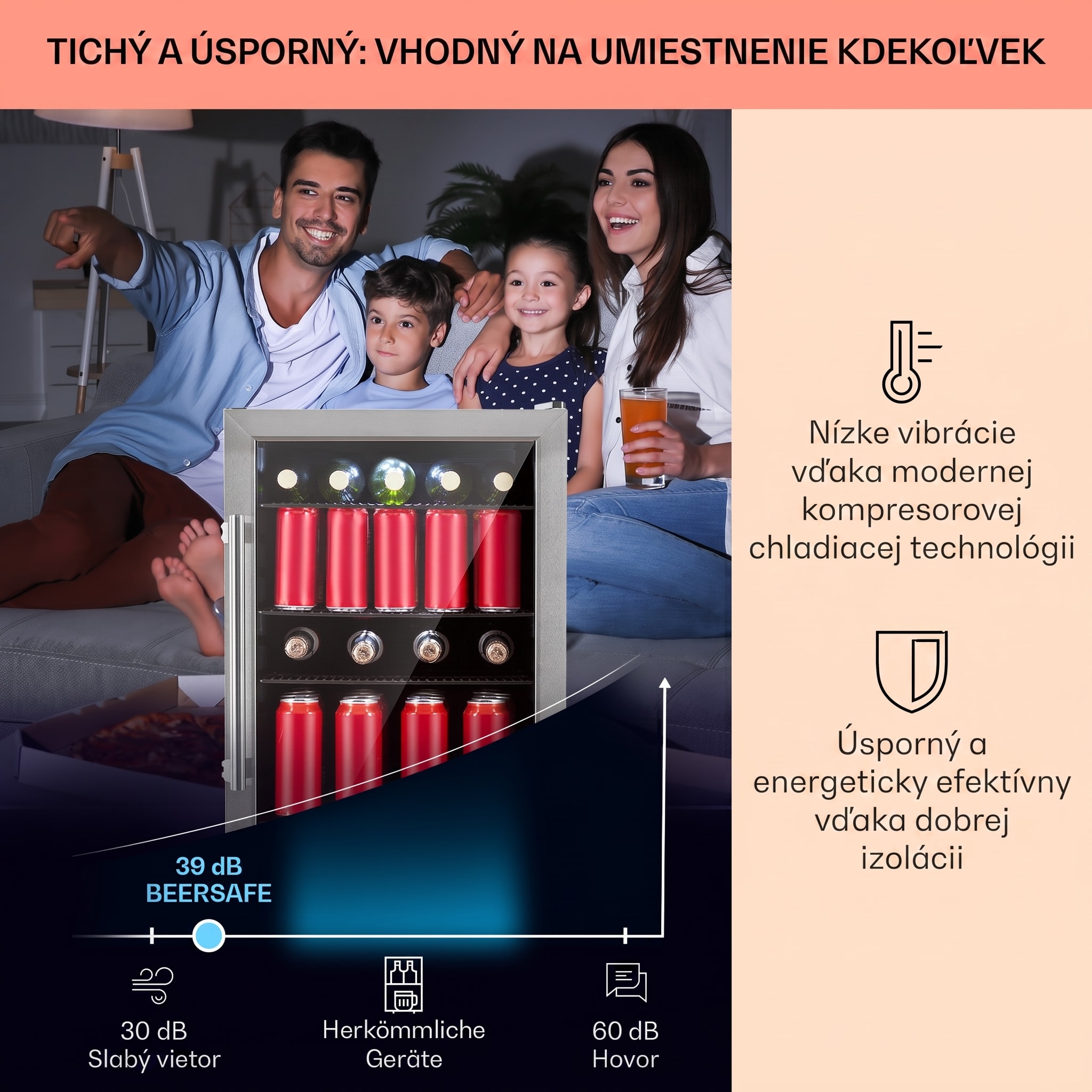 Klarstein Beersafe 3XL, chladnička, 98 l, 4 zásuvné police, 7 úrovní, čierna – Obrázok 2