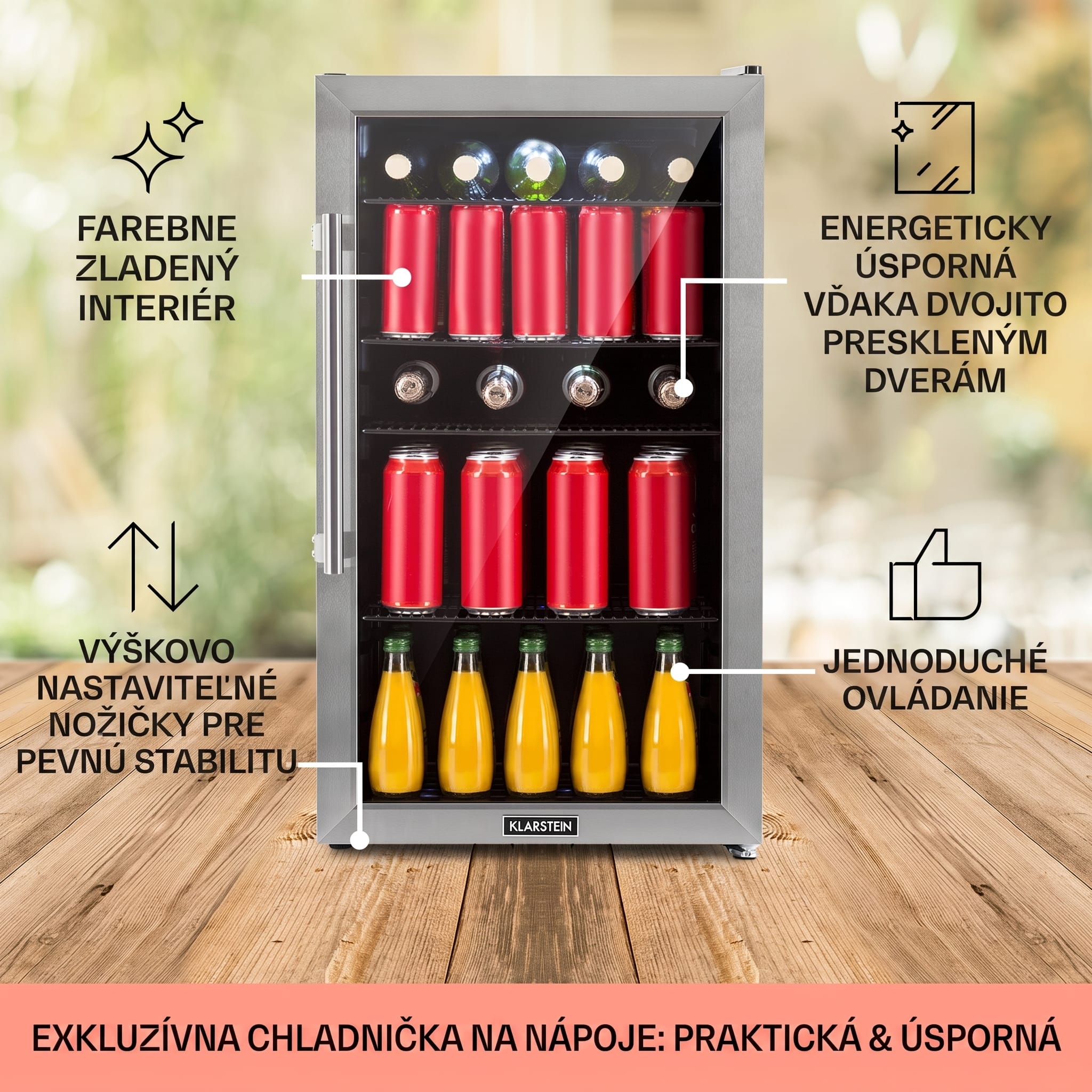 Klarstein Beersafe 3XL, chladnička, 98 l, 4 zásuvné police, 7 úrovní, čierna – Obrázok 4