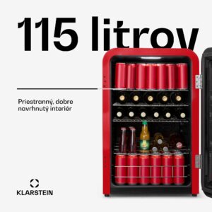 Klarstein PopLife, chladnička na nápoje, chladnička, 115 l, 0-10°C, retro dizajn