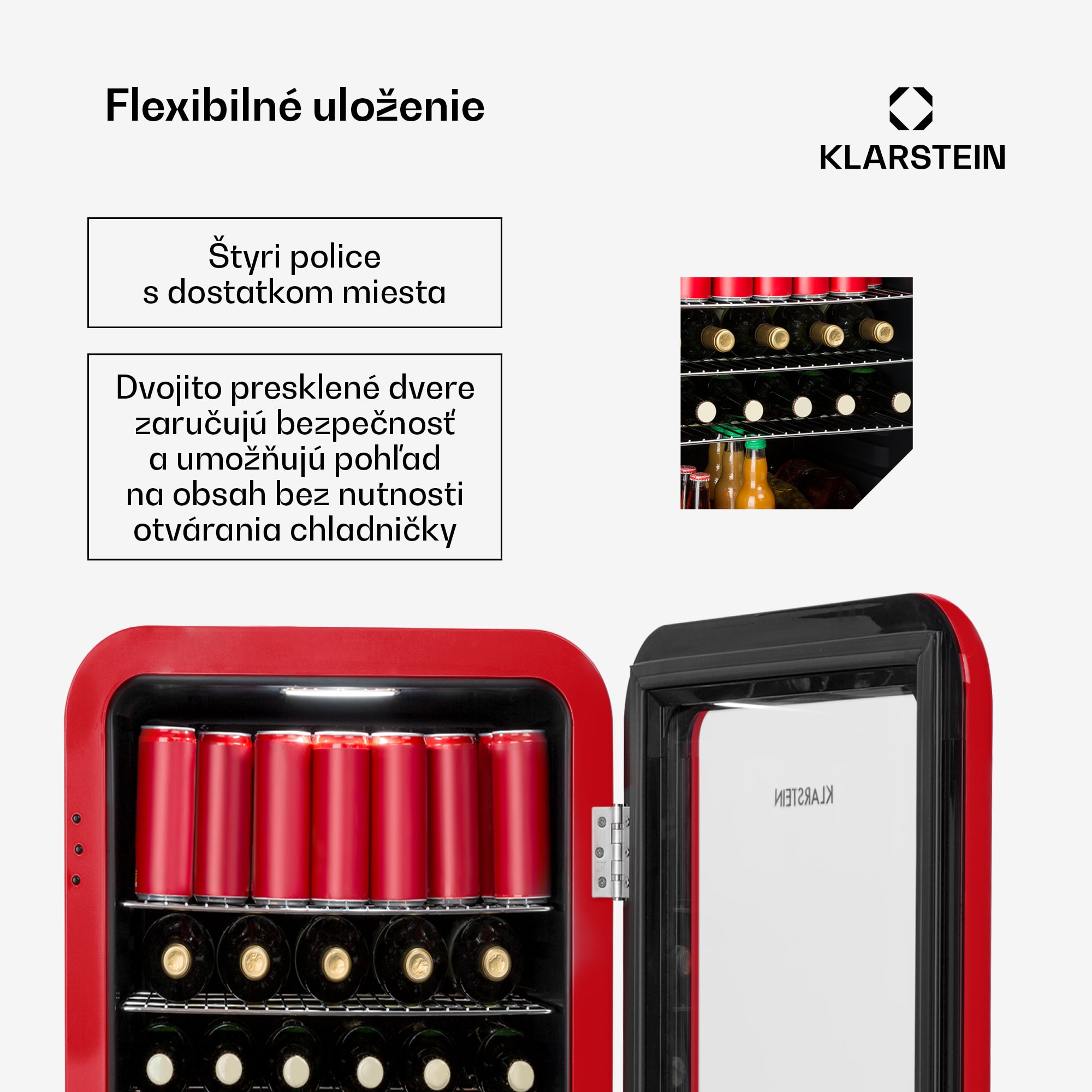 Klarstein PopLife, chladnička na nápoje, chladnička, 115 l, 0-10°C, retro dizajn – Obrázok 4