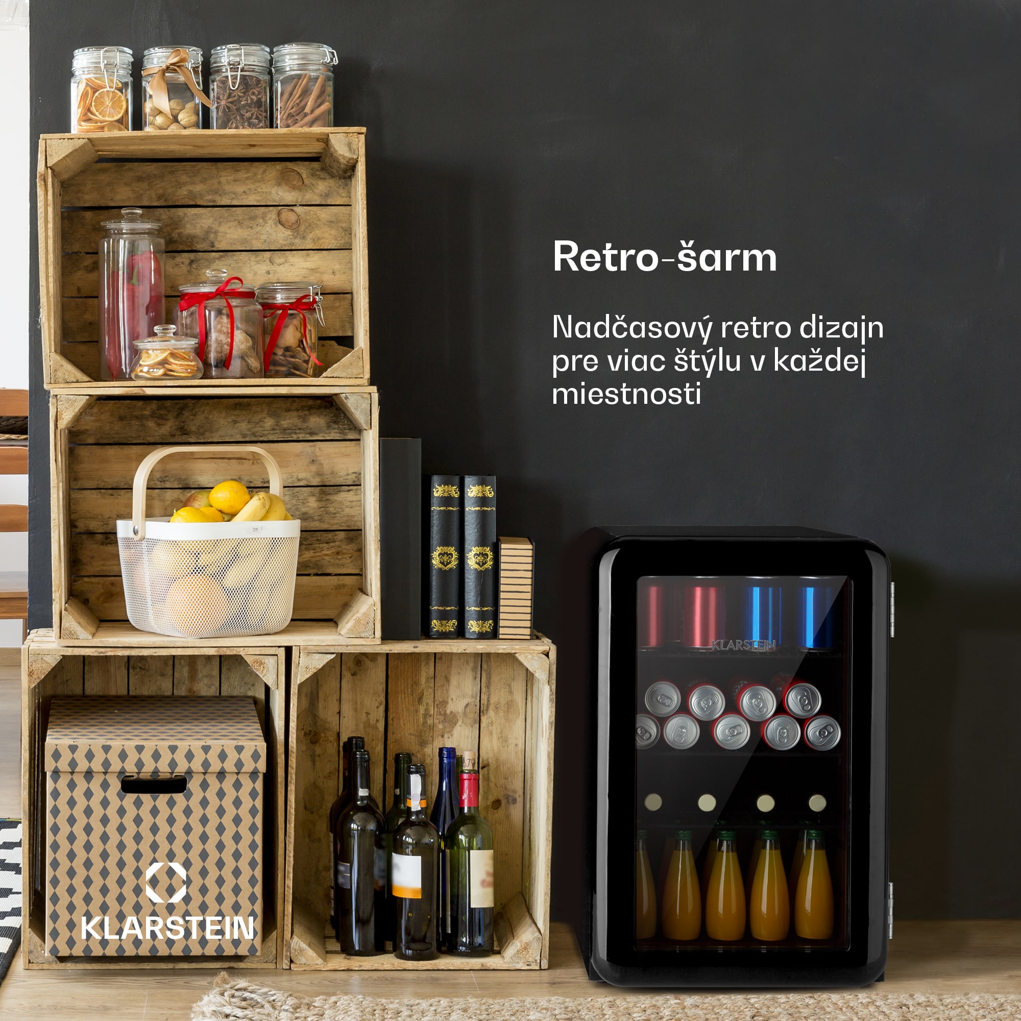 Klarstein PopLife, chladnička na nápoje, chladnička, 70 l, 0-10°C, retro dizajn, LED – Obrázok 2