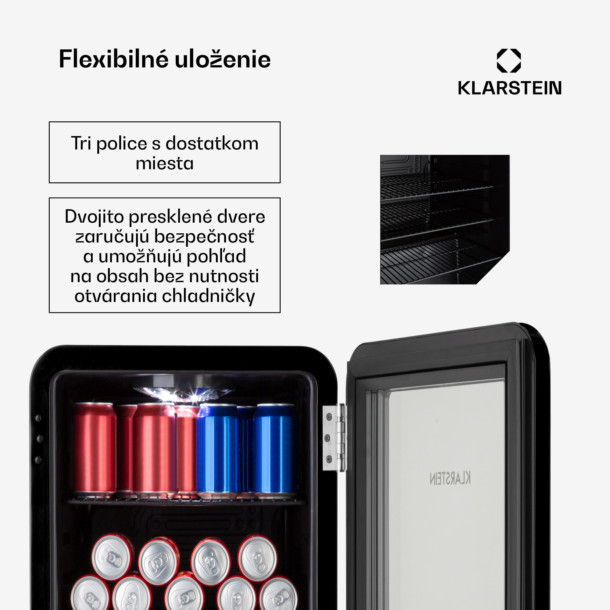 Klarstein PopLife, chladnička na nápoje, chladnička, 70 l, 0-10°C, retro dizajn, LED – Obrázok 4