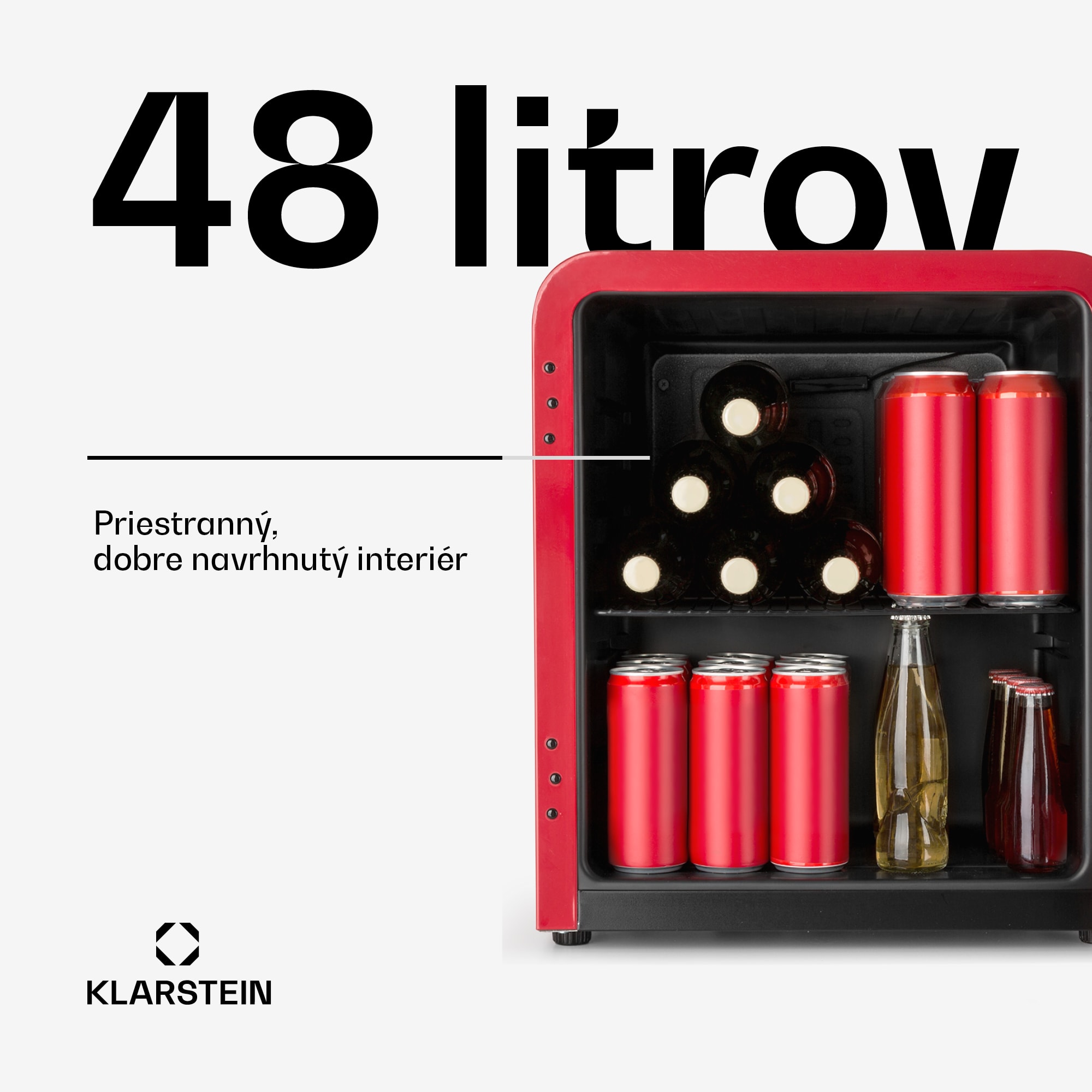 Klarstein PopLife 48, chladnička na nápoje, 0-10°C, retro dizajn