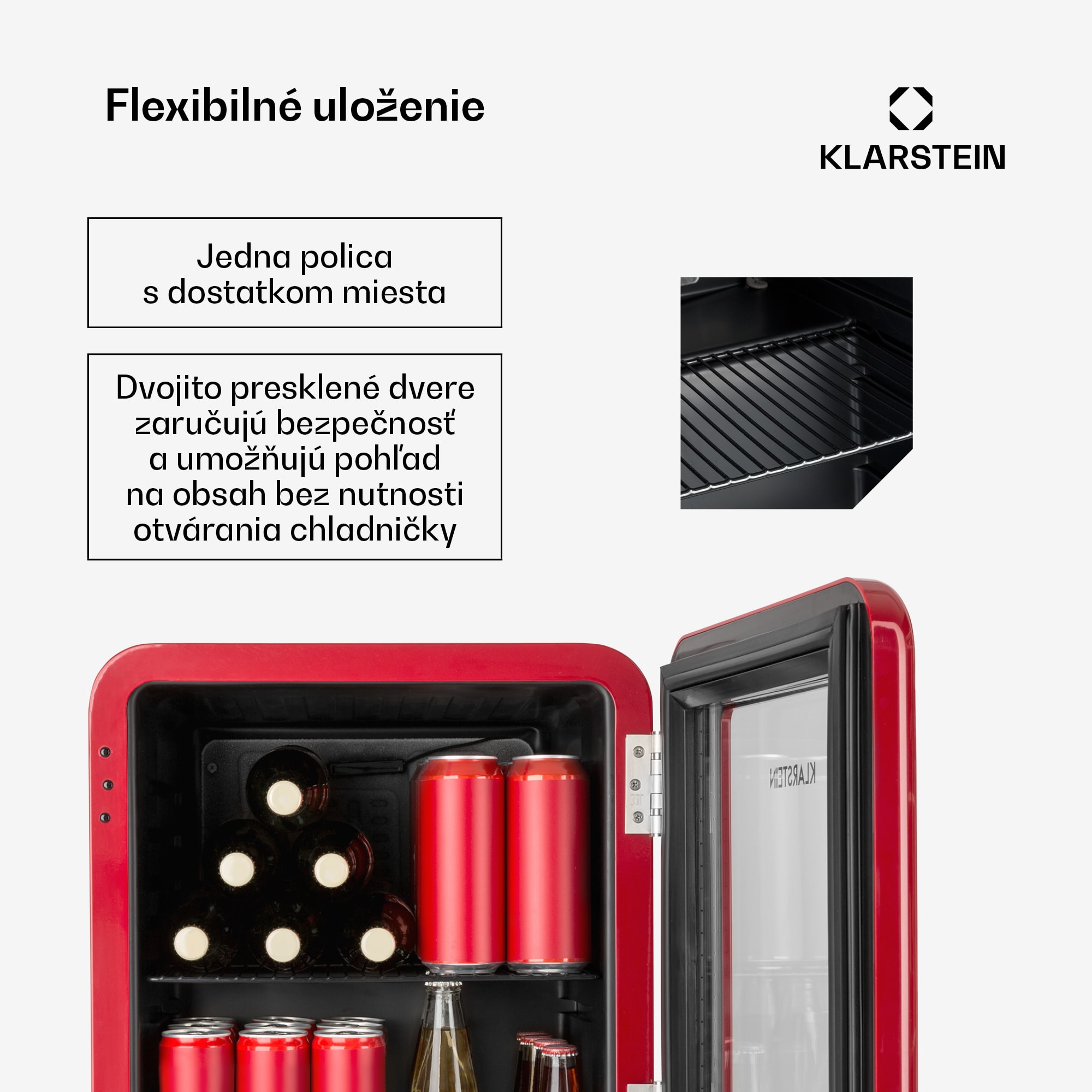Klarstein PopLife 48, chladnička na nápoje, 0-10°C, retro dizajn – Obrázok 4