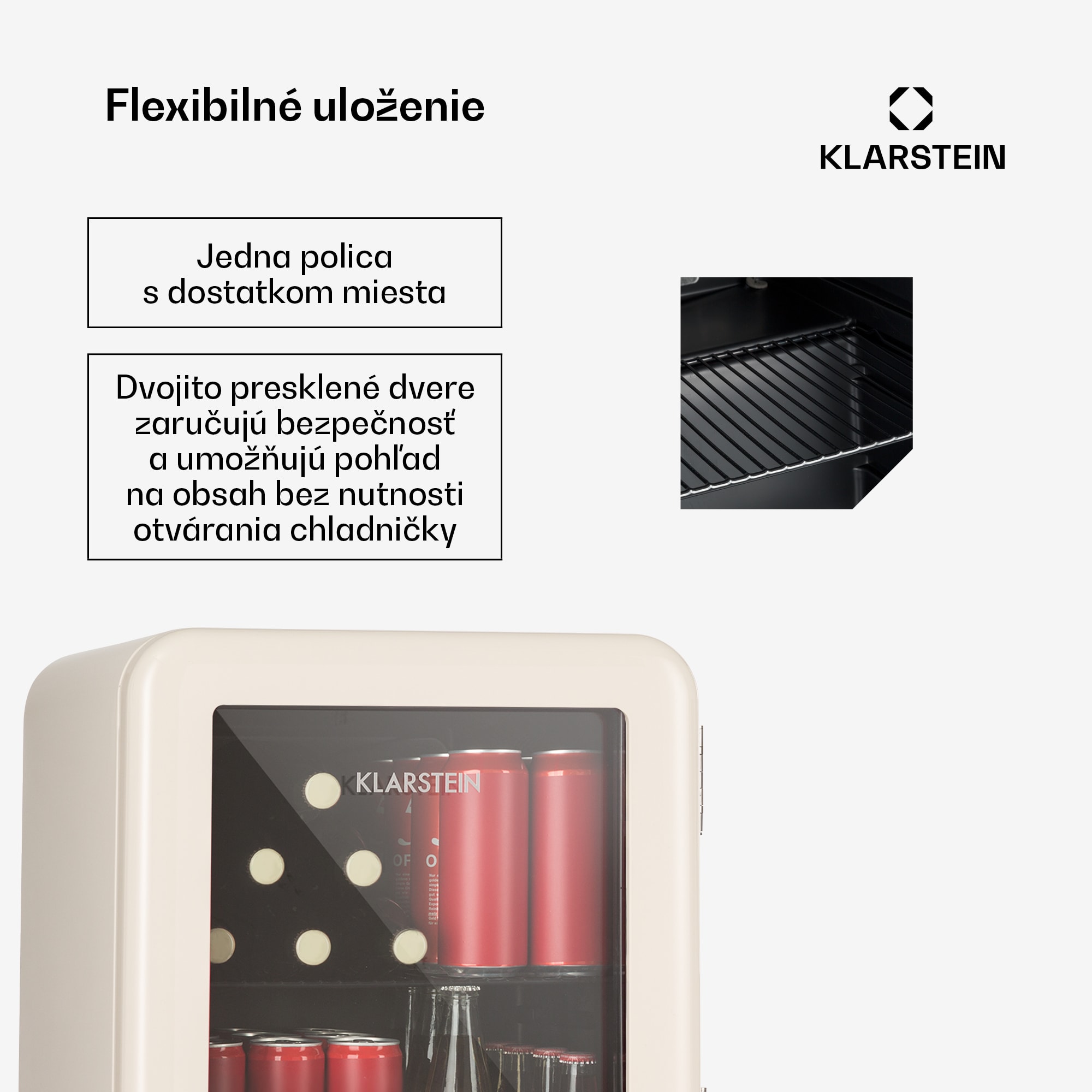 Klarstein PopLife 48, chladnička na nápoje, chladnička, 48 l, 0-10°C, retro dizajn – Obrázok 4