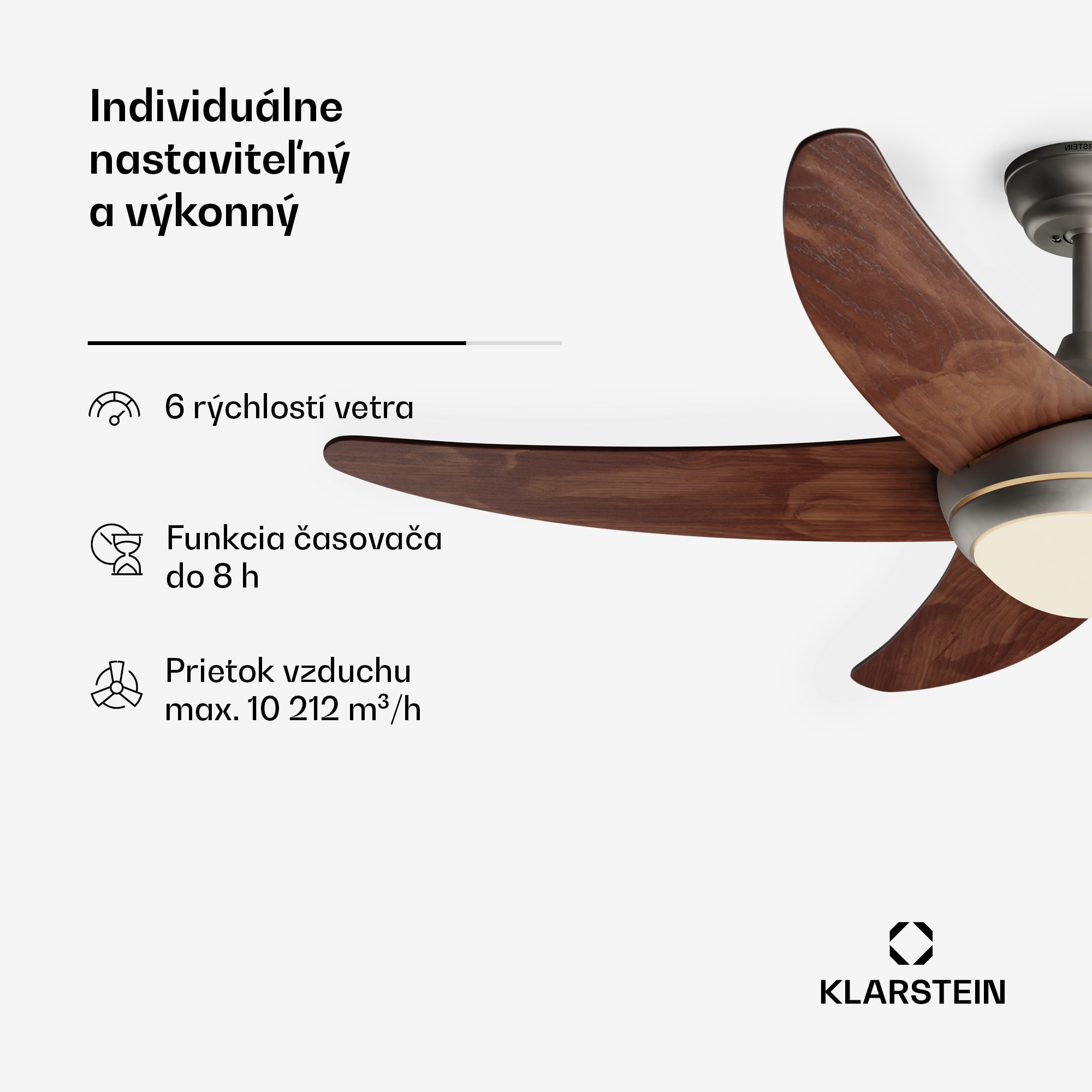 Klarstein Bolero 2 v 1 Smart, stropný ventilátor, Ø 132 cm, svetlo 55 W, diaľkové ovládanie, ovládanie cez aplikáciu, 2 smery chodu – Obrázok 4