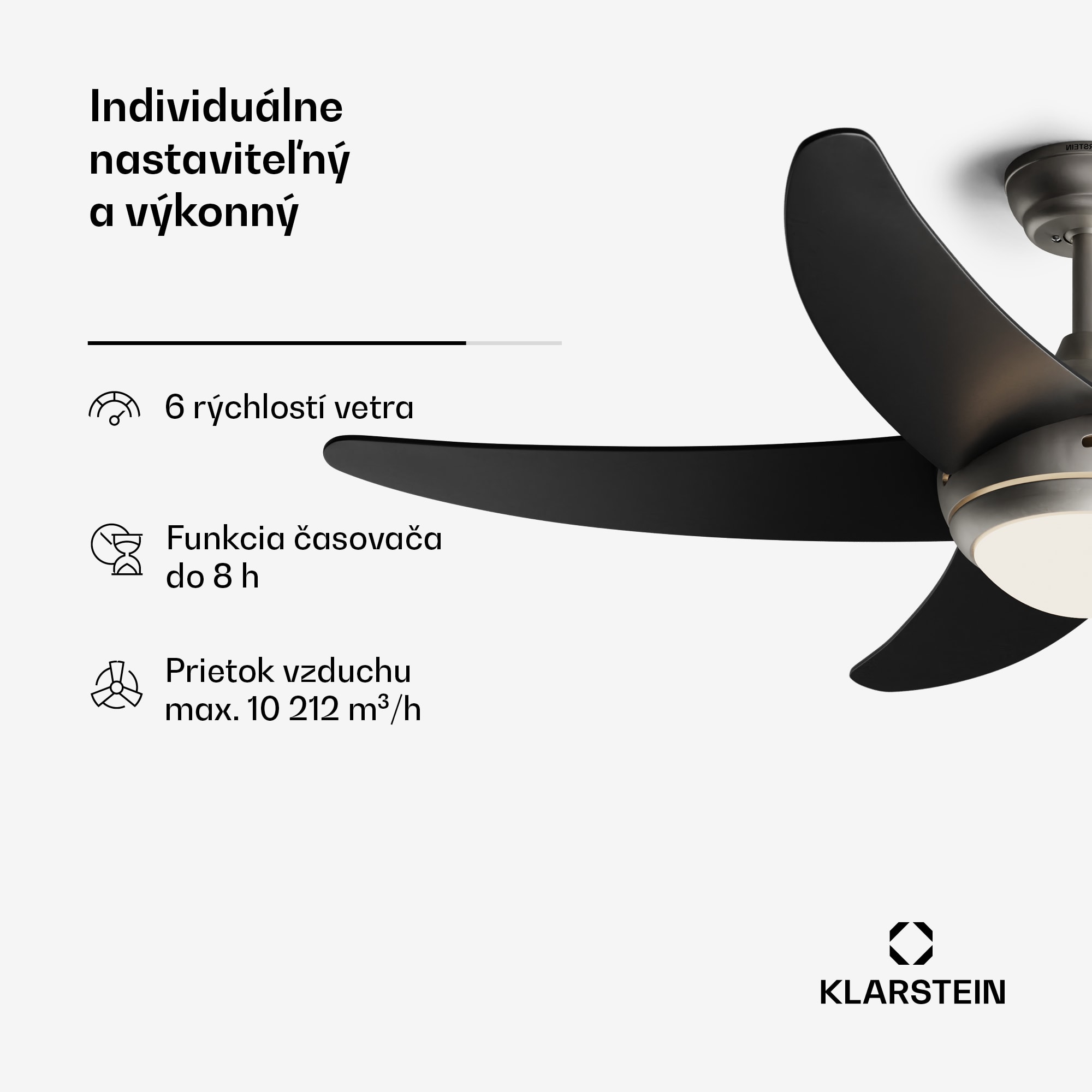 Klarstein Bolero 2 v 1 Smart, stropný ventilátor, Ø 132 cm, svetlo 55 W, diaľkové ovládanie, ovládanie cez aplikáciu, 2 smery chodu – Obrázok 4