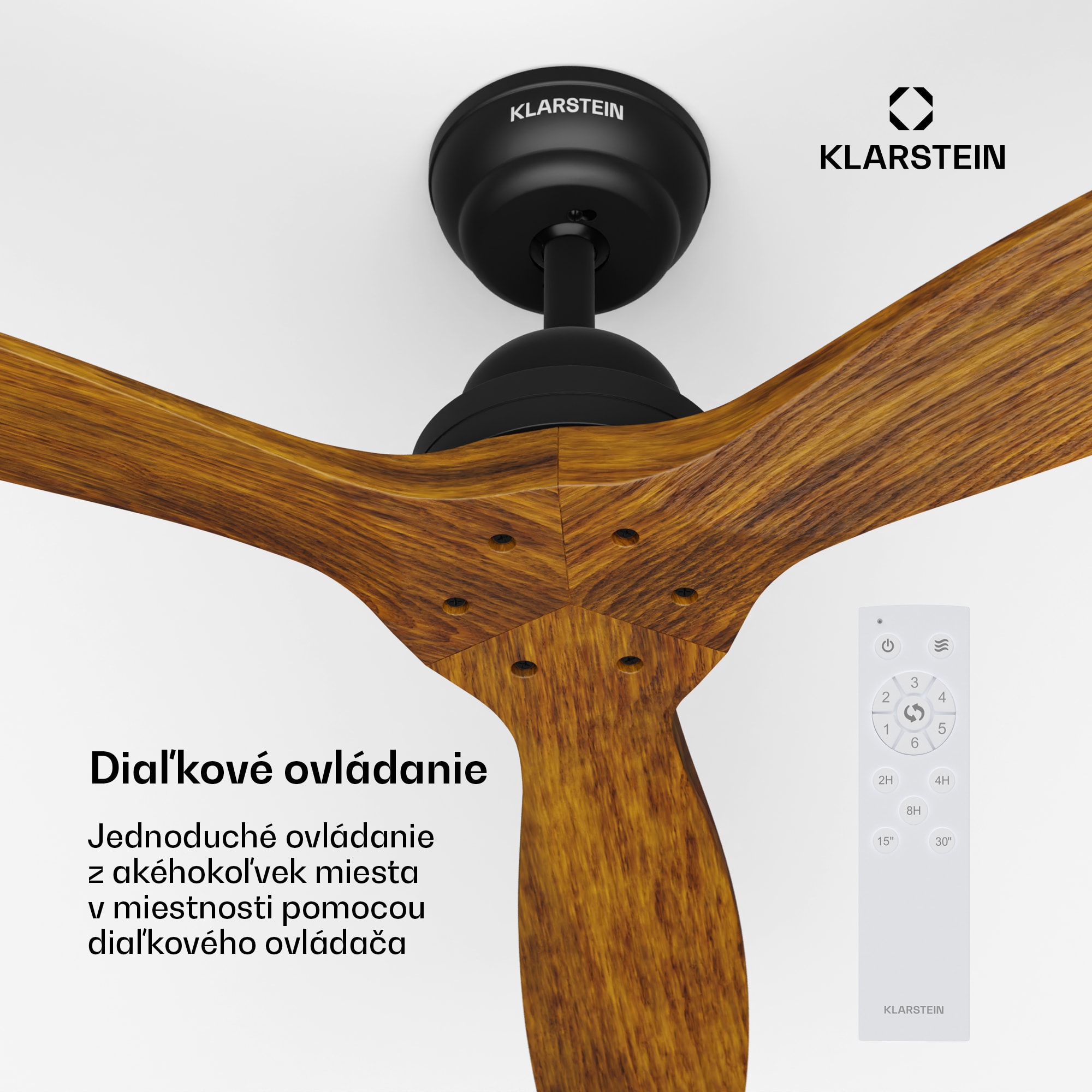 Klarstein Santa Elena 52", Ø 132 cm stropný ventilátor, 9 060 m³/h, lopatky z pravého dreva, 6 nastavení rýchlosti, diaľkové ovládanie – Obrázok 3