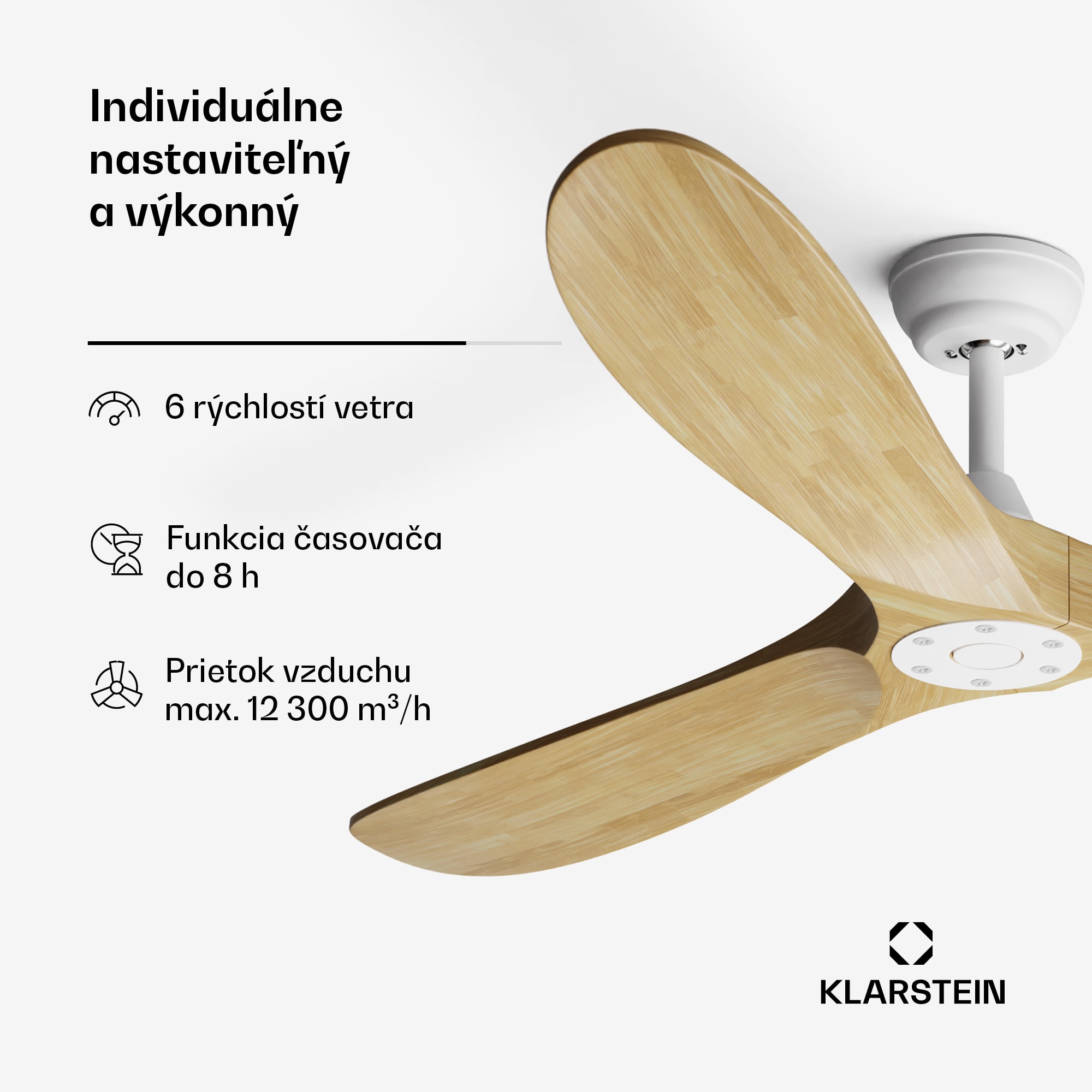 Klarstein Bahama Breeze Smart Stropný ventilátor , lopatky rotora z masívneho dreva, diaľkové ovládanie + ovládanie pomocou aplikácie – Obrázok 4