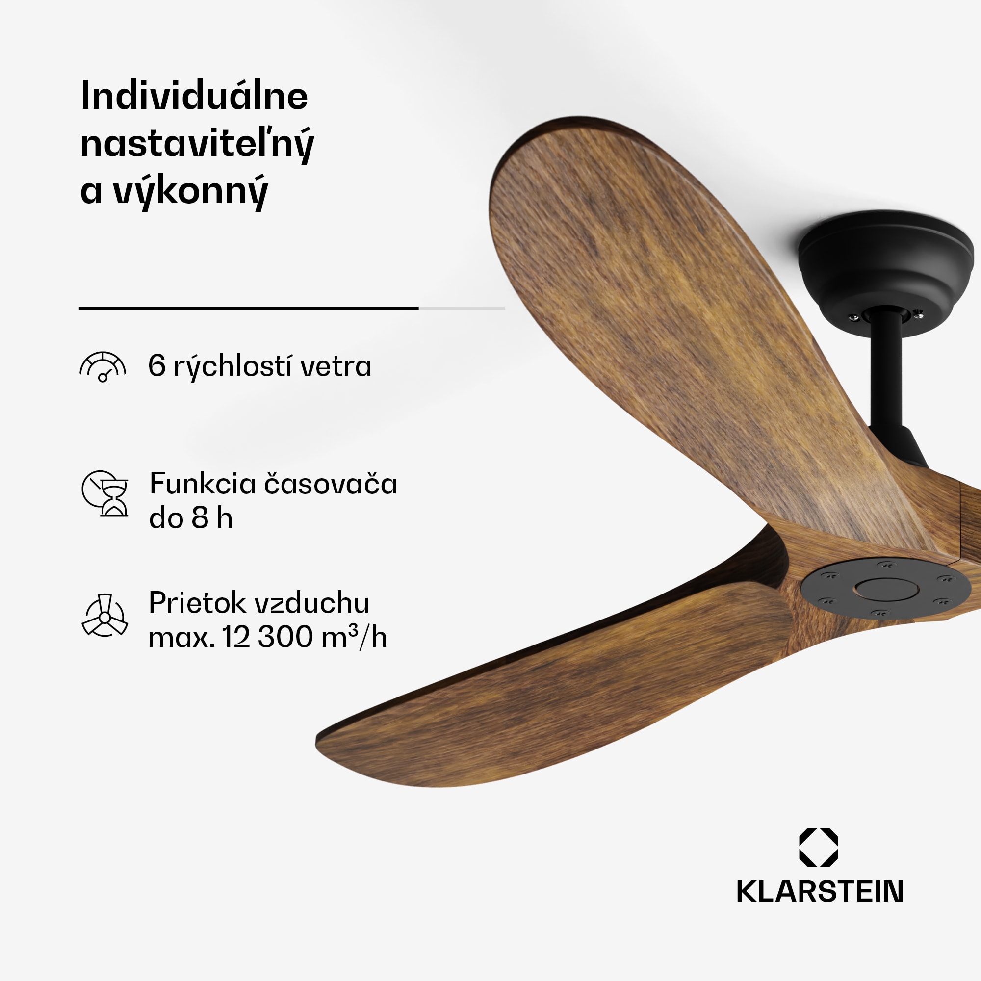Klarstein Bahama Breeze Smart Stropný ventilátor , lopatky rotora z masívneho dreva, diaľkové ovládanie + ovládanie pomocou aplikácie – Obrázok 4