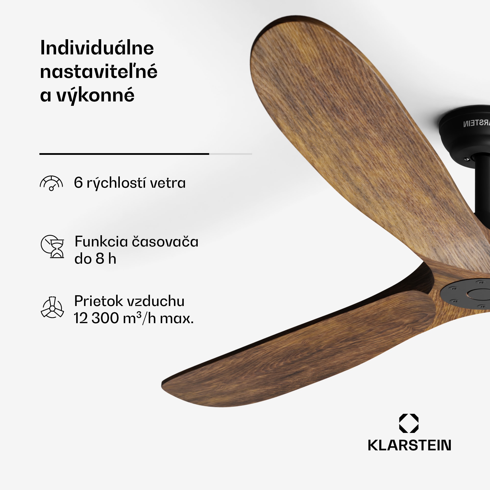 Klarstein Bahama Breeze Smart stropný ventilátor | Rotorové listy z masívneho dreva | Diaľkové ovládanie + ovládanie cez aplikáciu – Obrázok 4