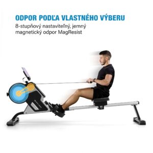 Capital Sports Stream M1, magnetický veslovací trenažér, 105 cm, LC displej, 8 úrovní, hliník