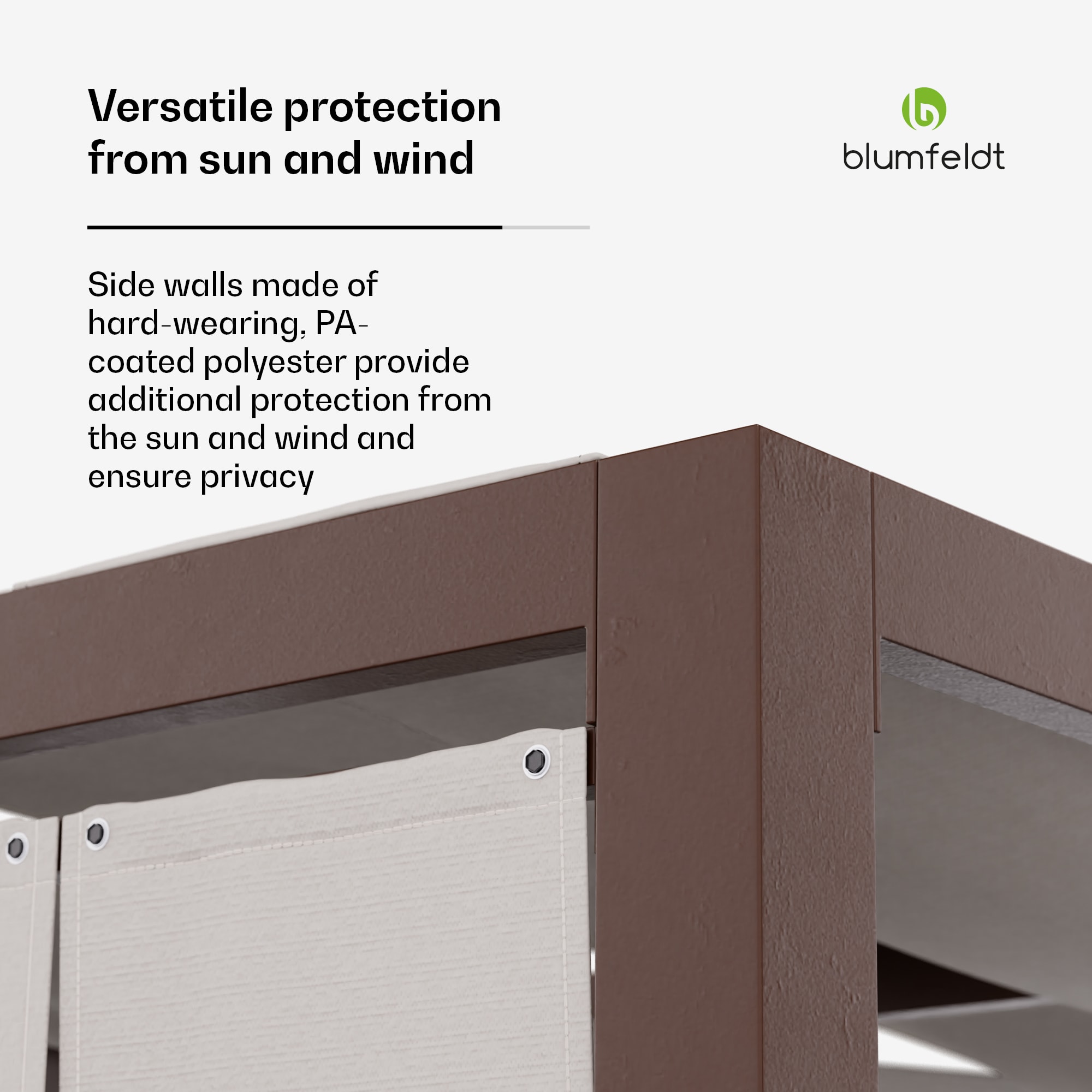 Blumfeldt Shade Cove, textilná pergola, 3 x 3 m, bočné steny, práškovo lakovaná farba, odolná voči poveternostným vplyvom – Obrázok 3