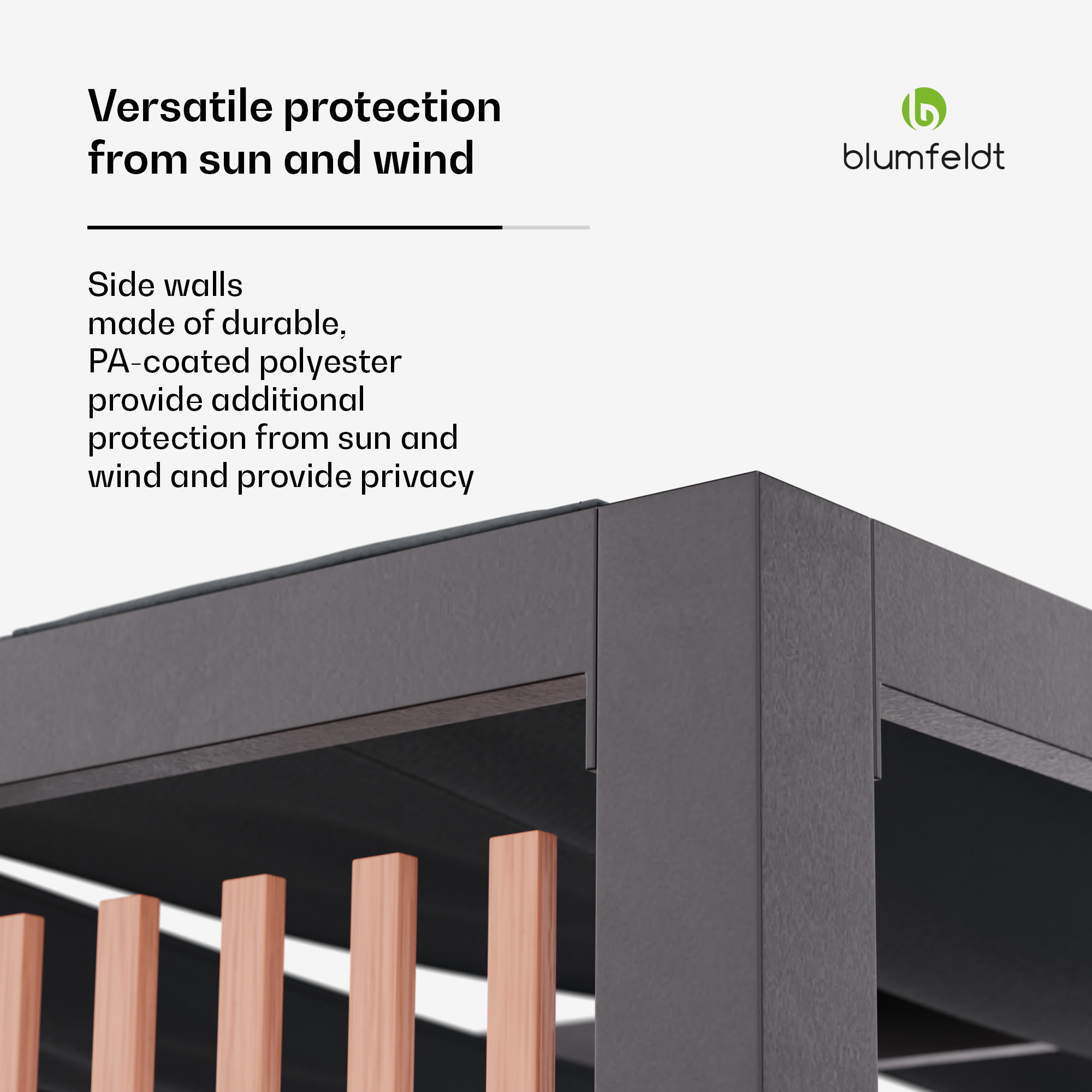 Blumfeldt Shade Cove Vert, pergola, 3 x 3 m, bočné steny, práškovo lakovaná farba, odolná voči poveternostným vplyvom – Obrázok 3