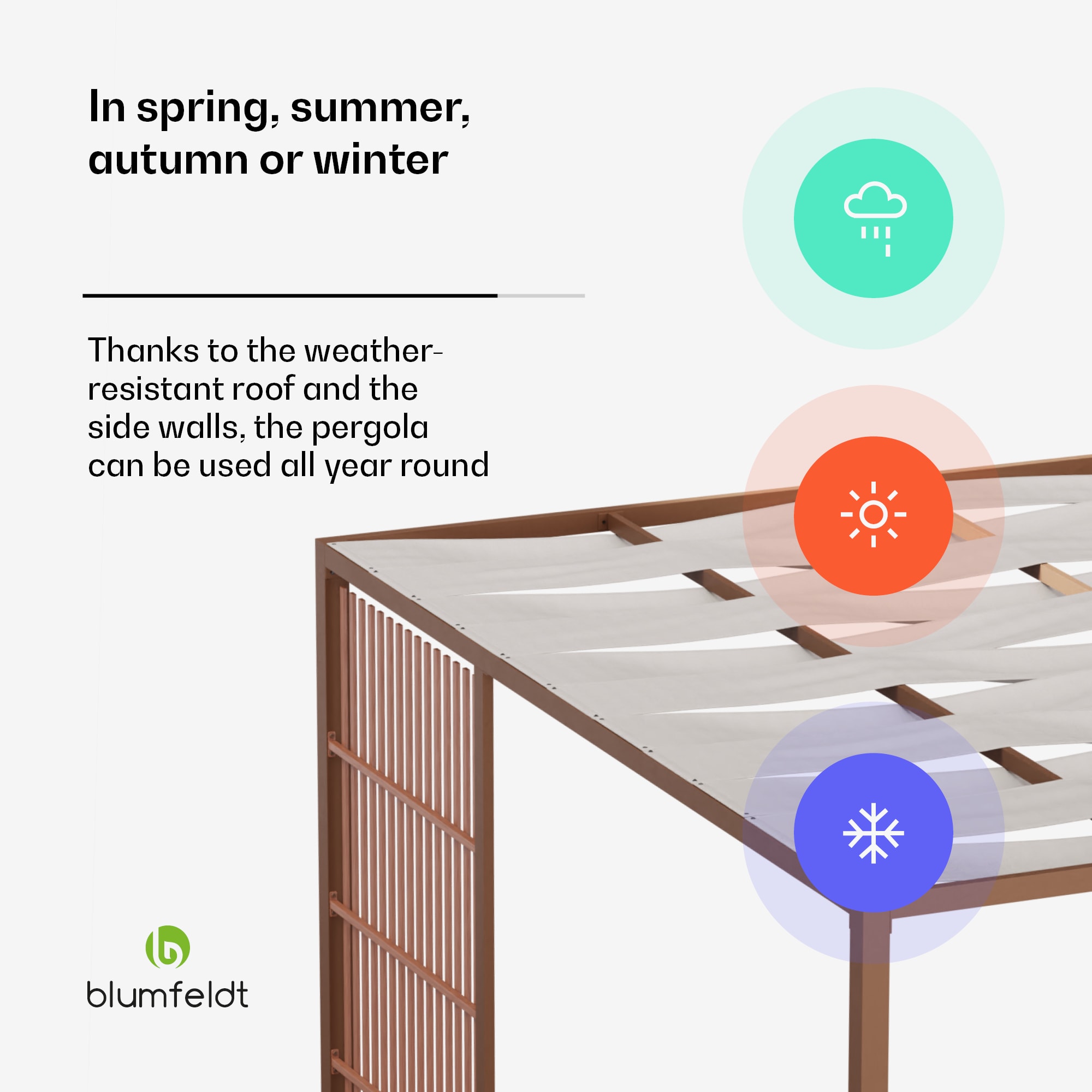 Blumfeldt Shade Cove Vert, pergola, 3 x 3 m, bočné steny, práškovo lakovaná farba, odolná voči poveternostným vplyvom – Obrázok 2