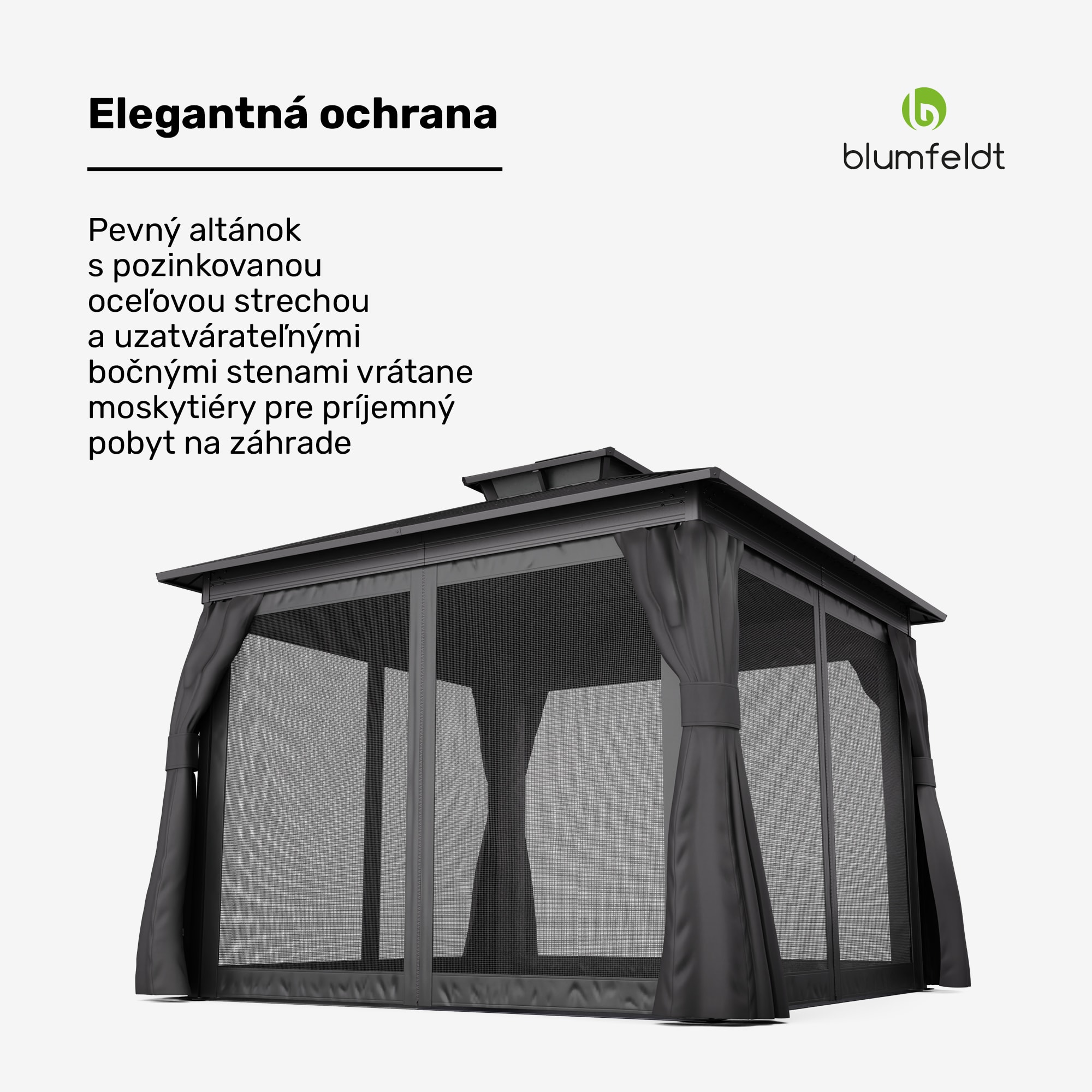 Blumfeldt ShadeFortress, altánok, 3 x 3 m, pozinkovaná oceľová strecha, chráni pred slnkom, dažďom a vetrom – Obrázok 2