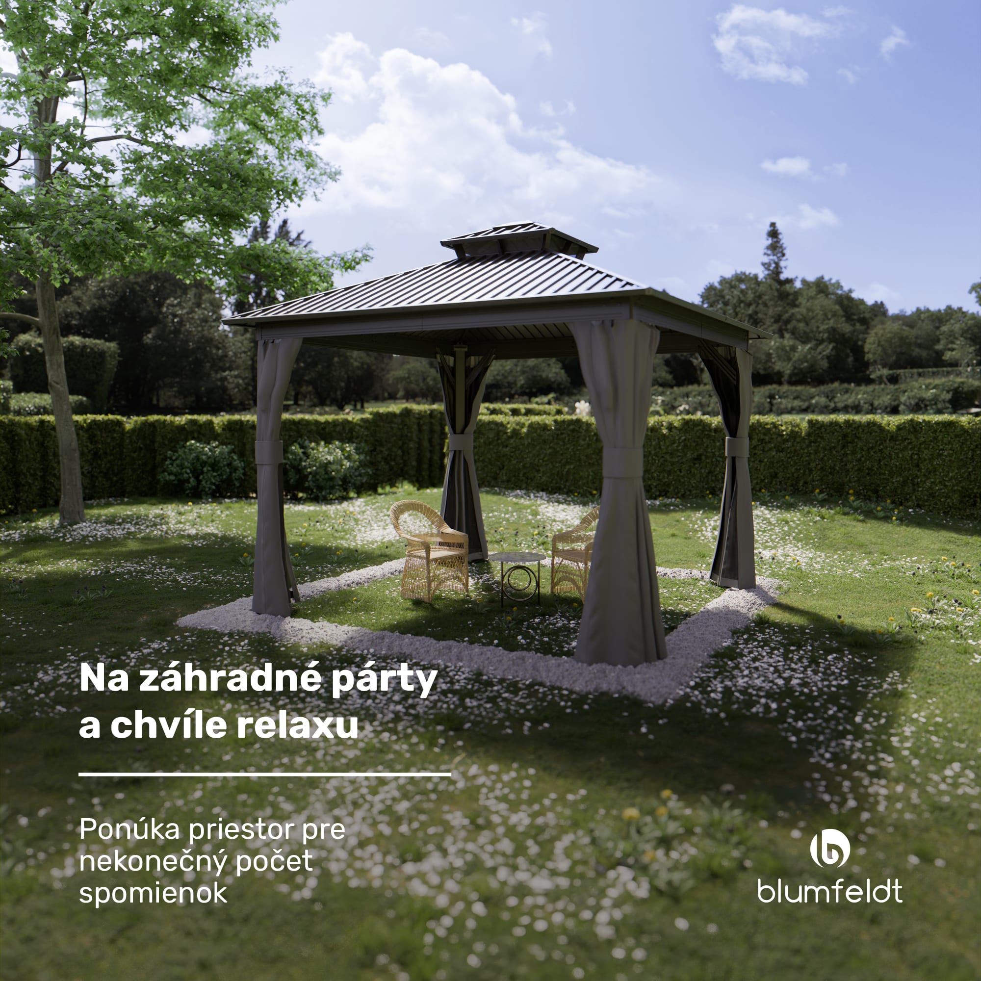 Blumfeldt ShadeFortress, altánok, 3 x 3 m, pozinkovaná oceľová strecha, chráni pred slnkom, dažďom a vetrom – Obrázok 3