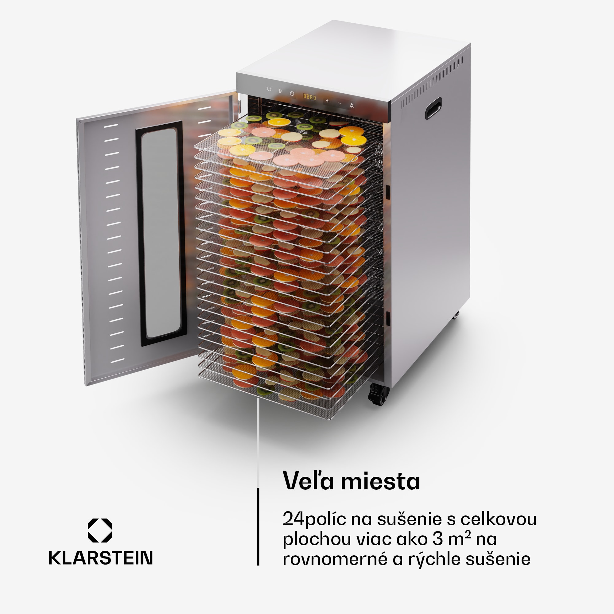 Klarstein MasterJerky 350, sušička, výkon 2 000 W, teplotný rozsah 30 - 90 °C, časovač na 24 hodín, nehrdzavejúca oceľ – Obrázok 2