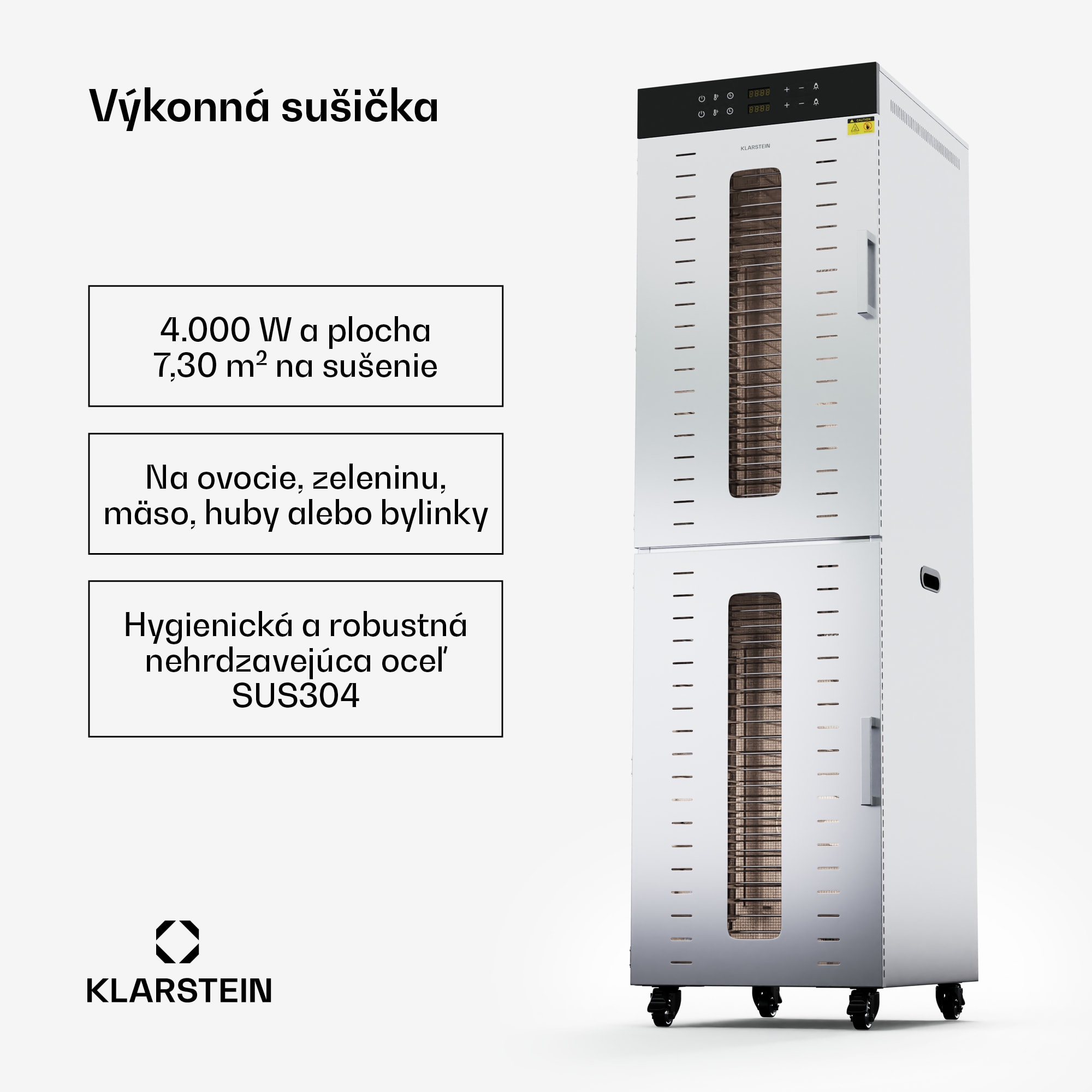 Klarstein Master Jerky 700, sušička, výkon 4 000 W, s dvoma komorami, teplotný rozsah 30 - 90 °C
