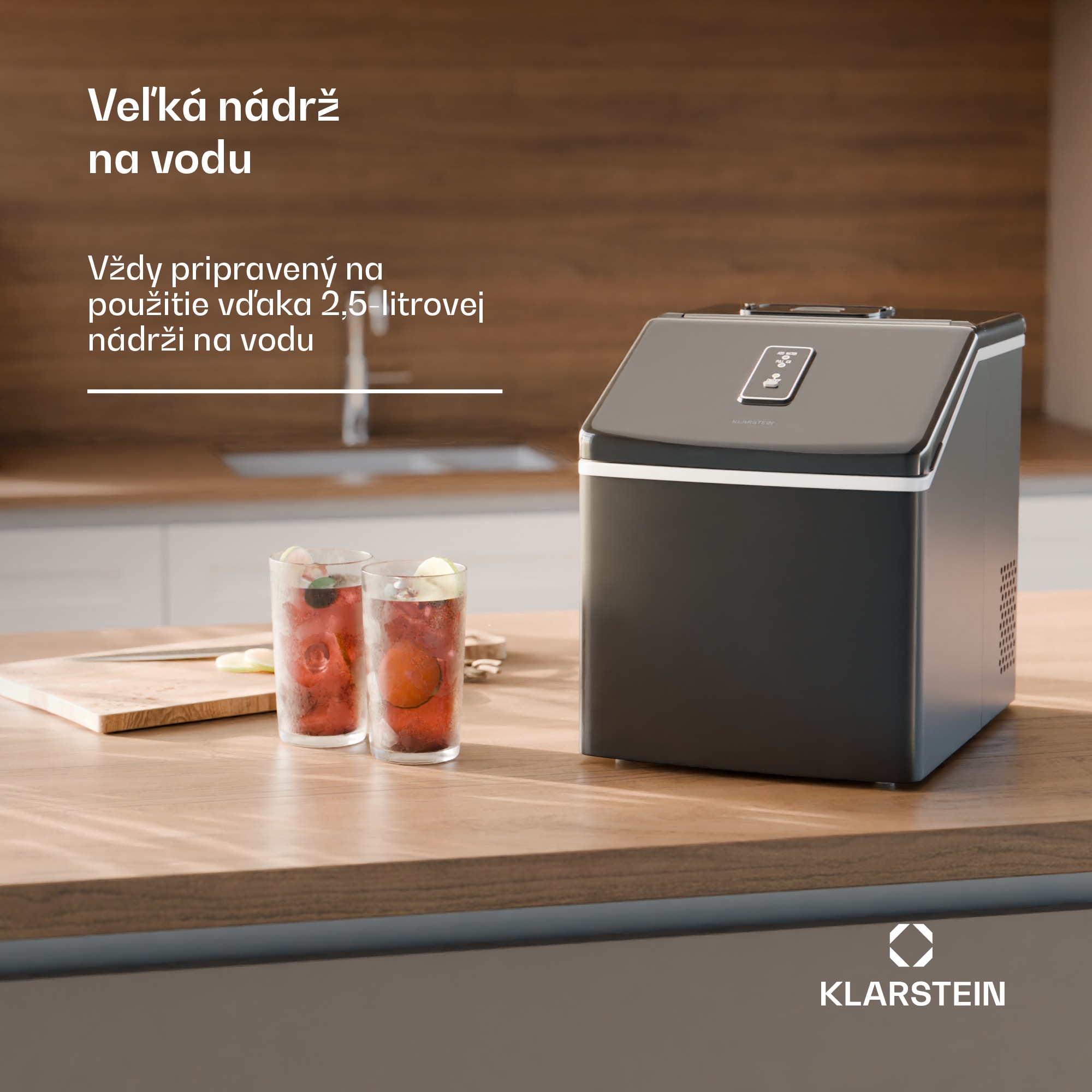 Klarstein Clearcube stroj na výrobu kociek ľadu, číry ľad, 13 kg/24 h – Obrázok 2
