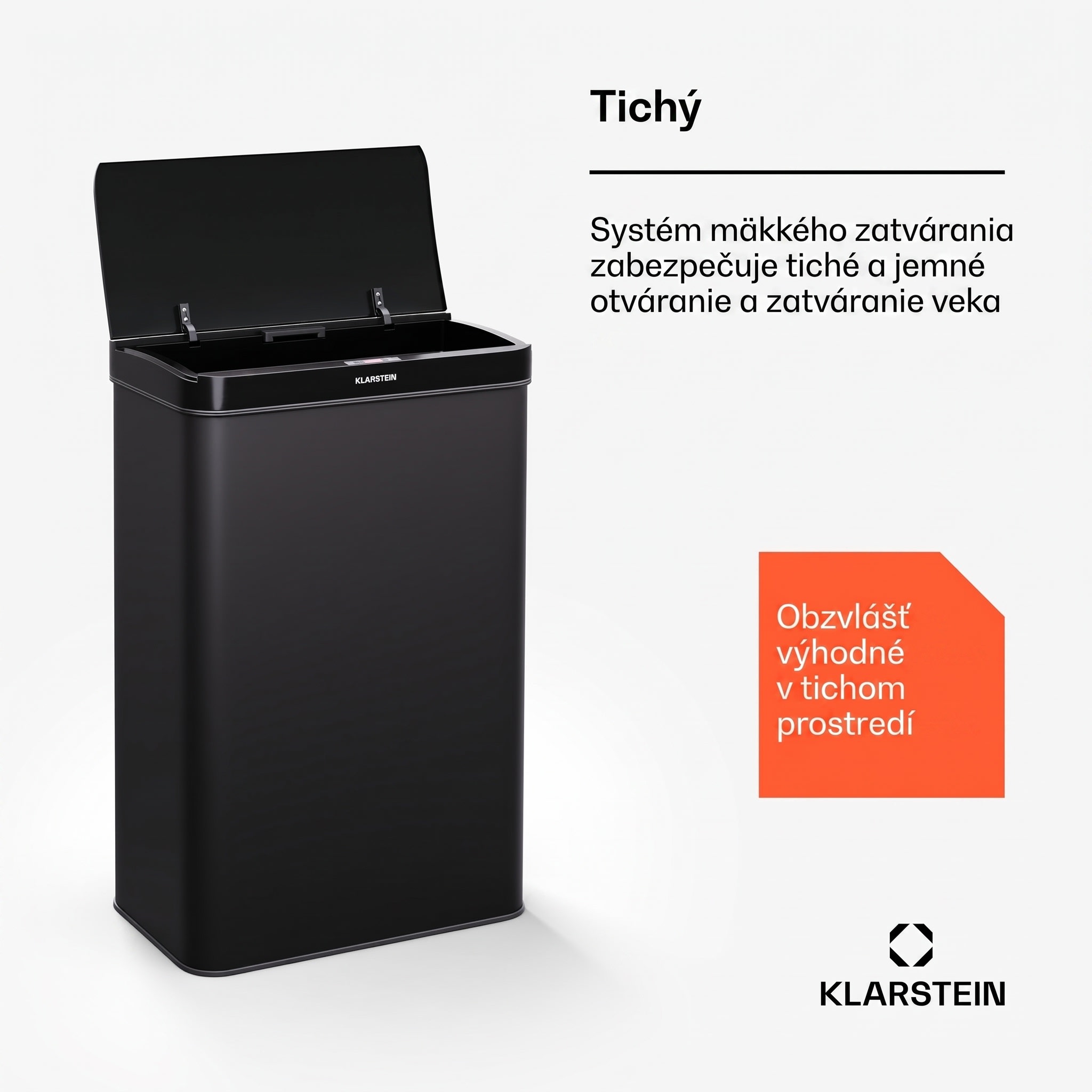 Klarstein Touchless, senzorový odpadkový kôš, 60 l, z nehrdzavejúcej ocele, Soft-Close zatváranie, napájaný batériou, LED displej, časovač – Obrázok 4