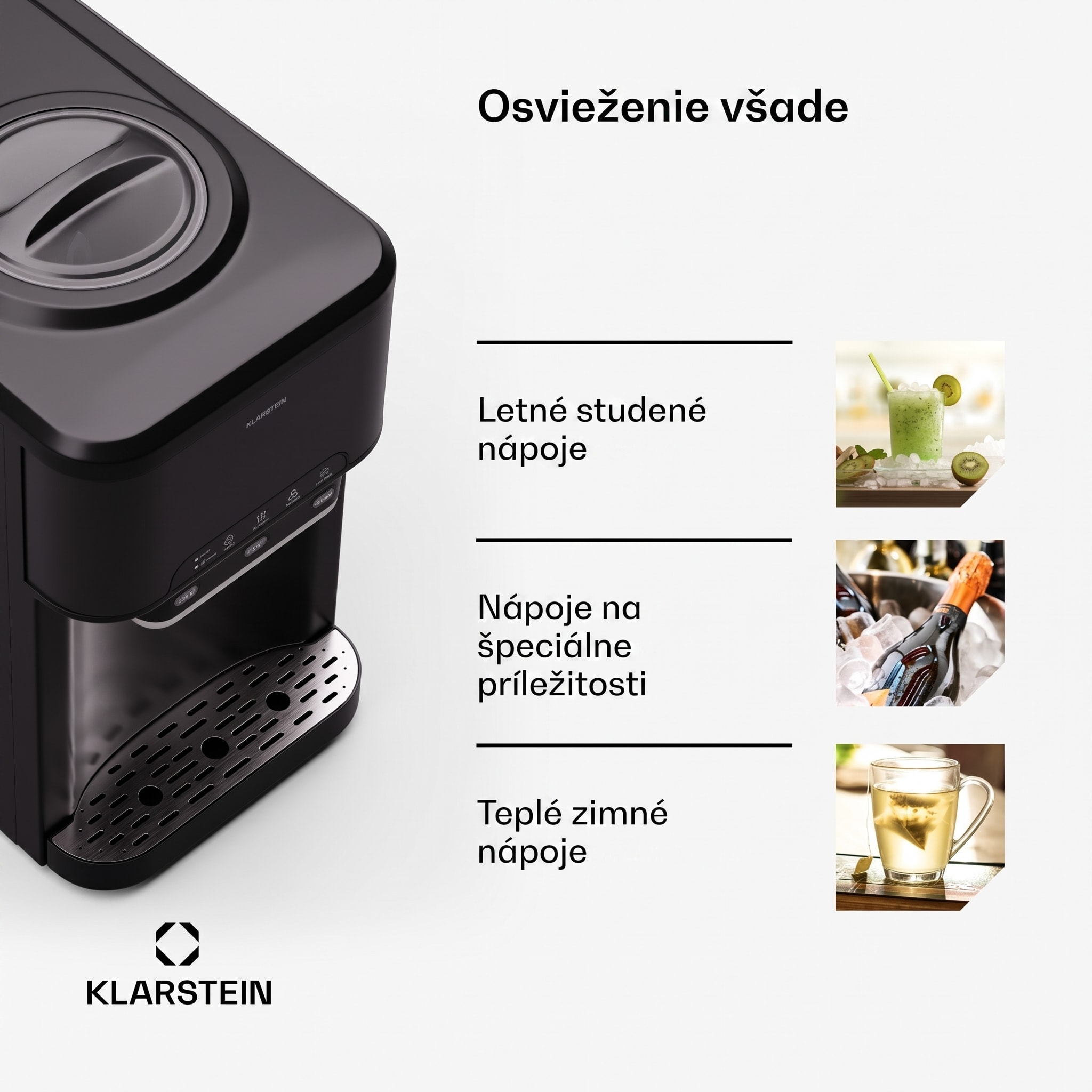 Klarstein Aqueous výrobník ľadu 3 v 1: kocky ľadu, dávkovač vody: horúca a studená, 20 kg/24h – Obrázok 4