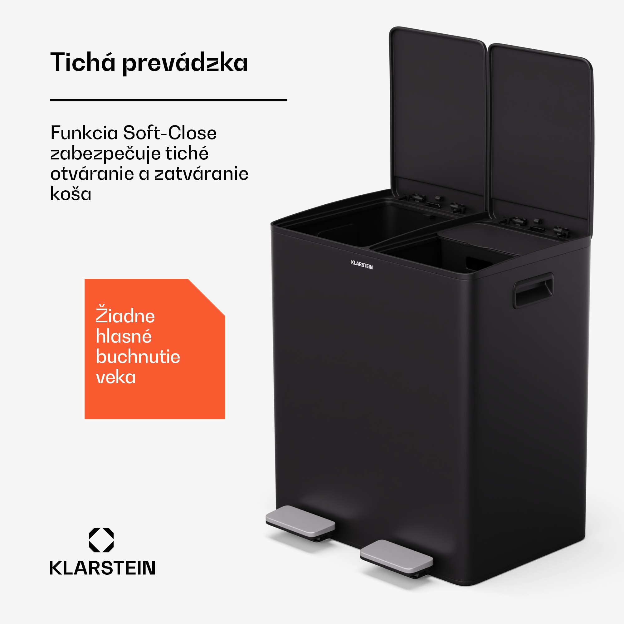 Klarstein EcoVista, odpadkový kôš s kompostérom, 40 l + 3 l/kôš + kompostér, Soft-Close – Obrázok 4