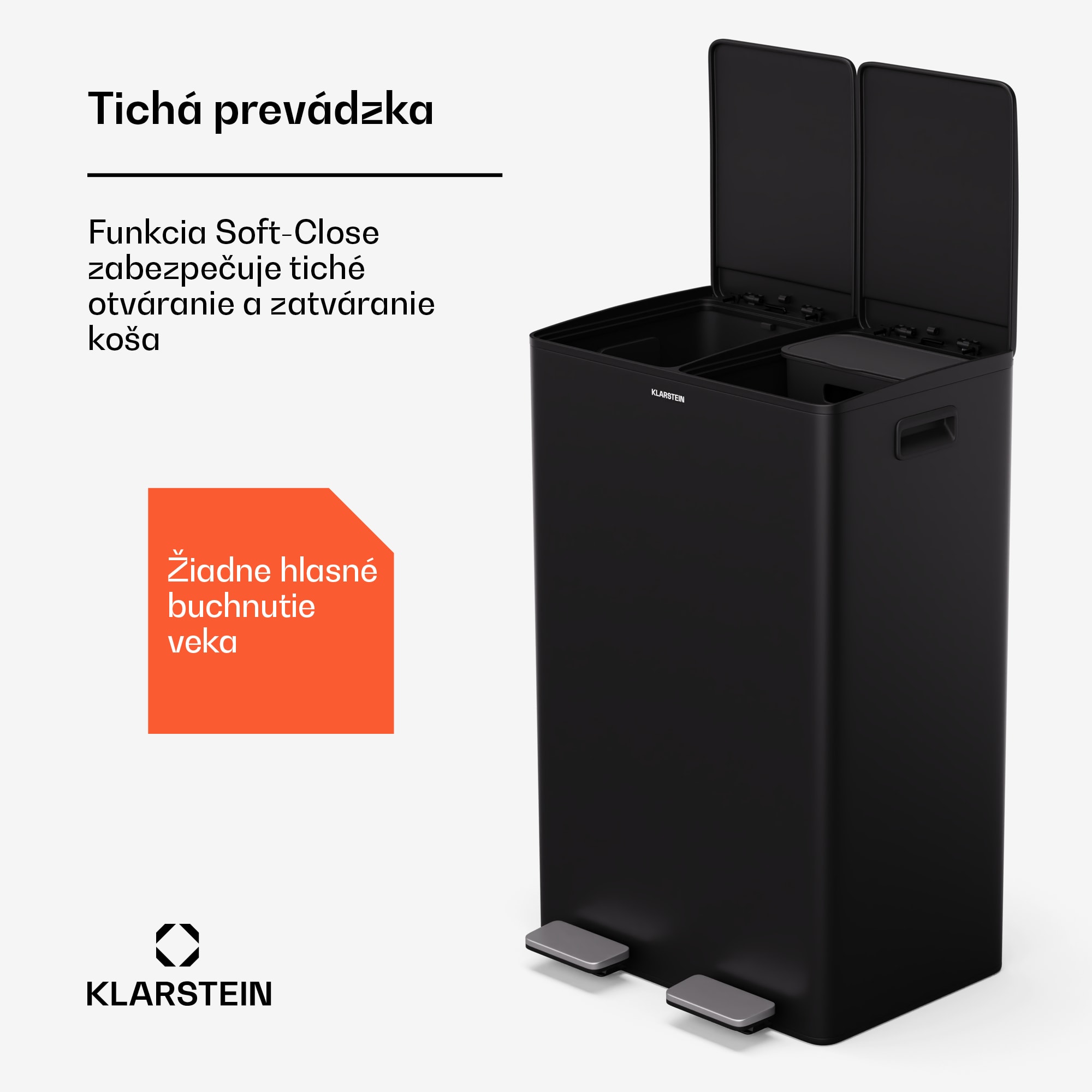 Klarstein EcoVista, odpadkový kôš s kompostérom, 60 l + 3 l/kôš + kompostér, Soft-Close – Obrázok 4