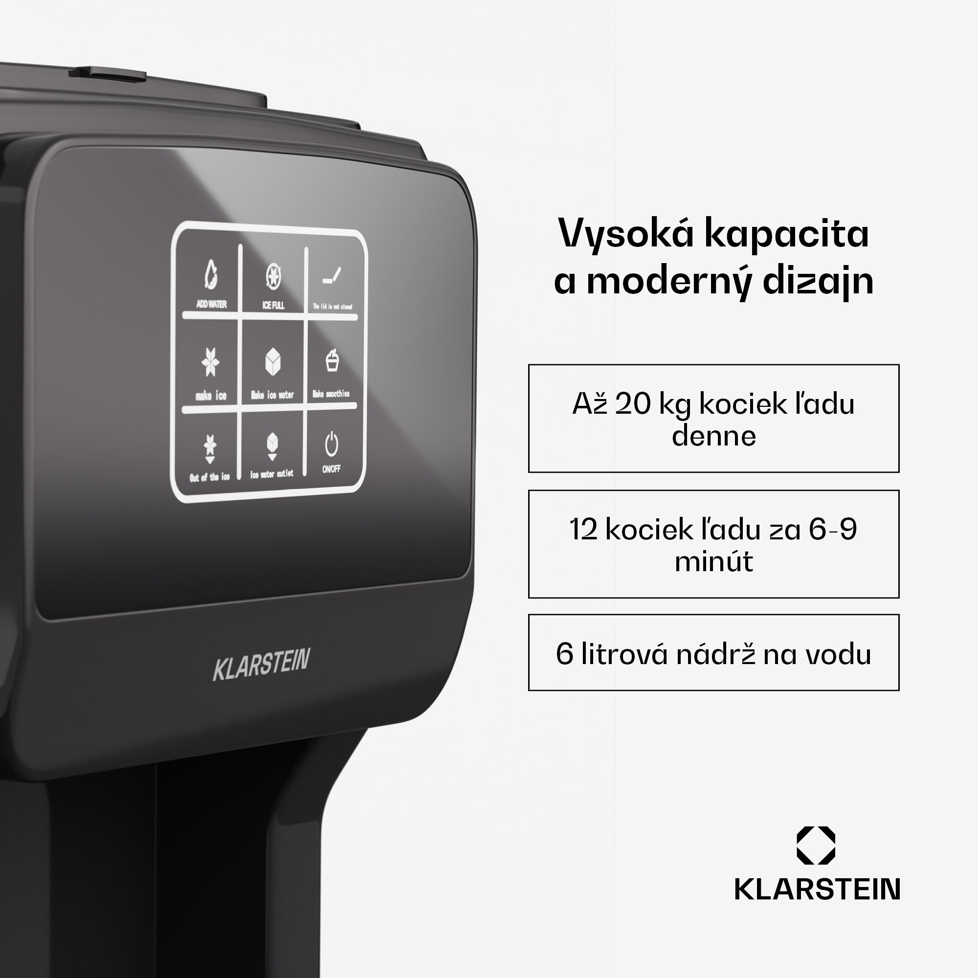 Klarstein ArcticBlend 3v1 výrobník ľadu, 20 kg/24h, Bullet Ice, Drvený ľad, Dávkovač vody