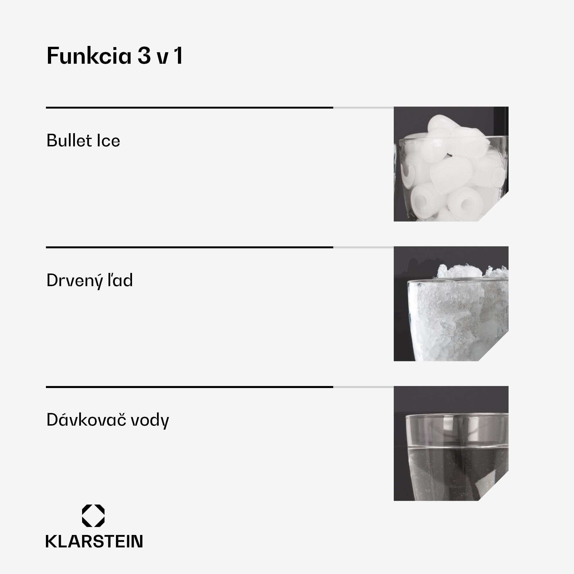 Klarstein ArcticBlend 3v1 výrobník ľadu, 20 kg/24h, Bullet Ice, Drvený ľad, Dávkovač vody – Obrázok 3
