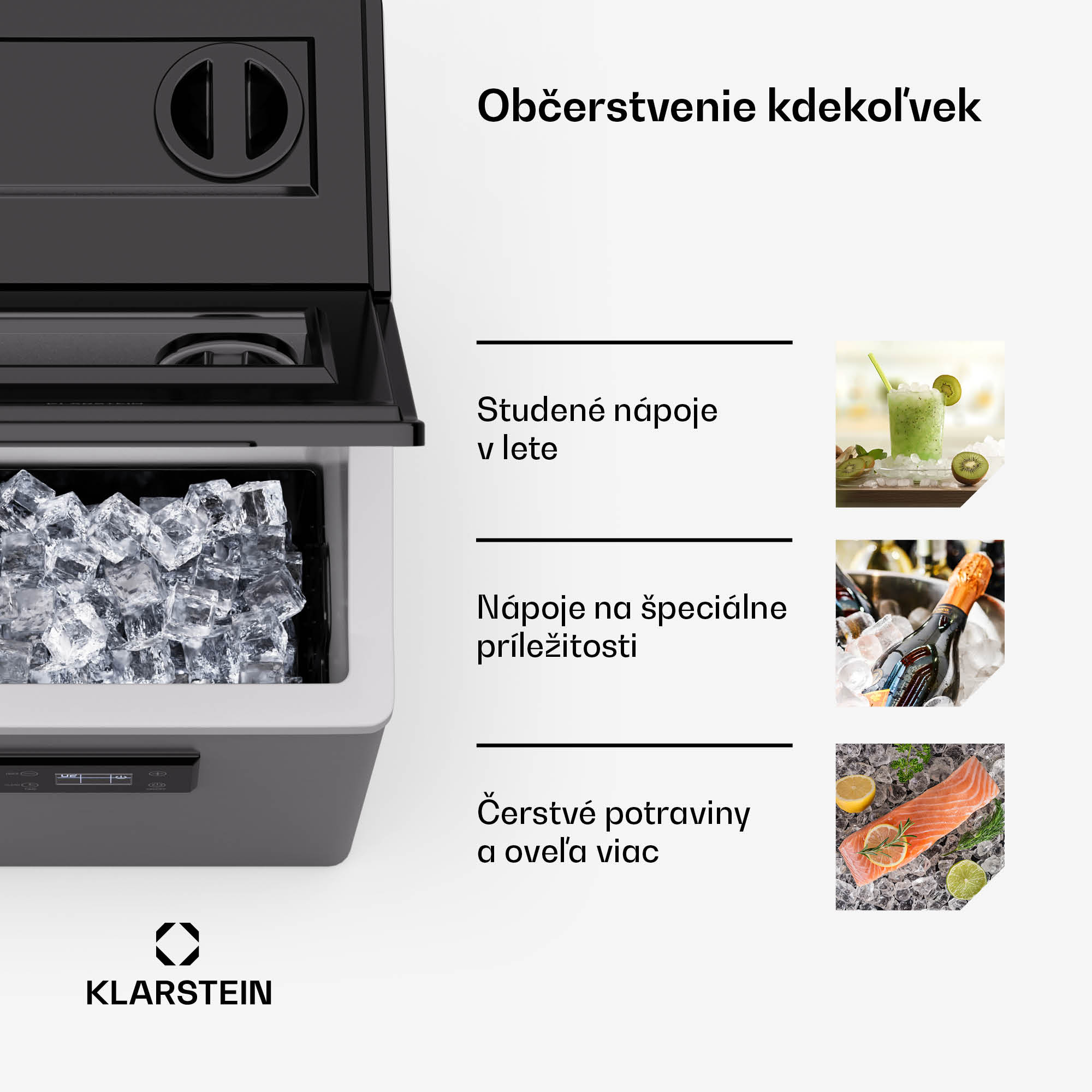 Klarstein FrostMaster, výrobník ľadu, 40 kg kociek ľadu za deň, kryt z nehrdzavejúcej ocele, LED displej, vrátane naberačky ľadu – Obrázok 4
