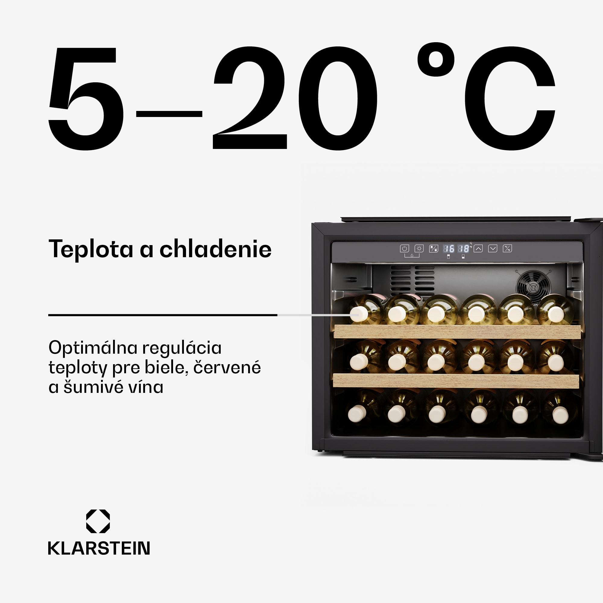 Klarstein Rhone 28 Uno chladnička na víno, 28 fliaš, LED ovládanie, push-to-open, tichá – Obrázok 3