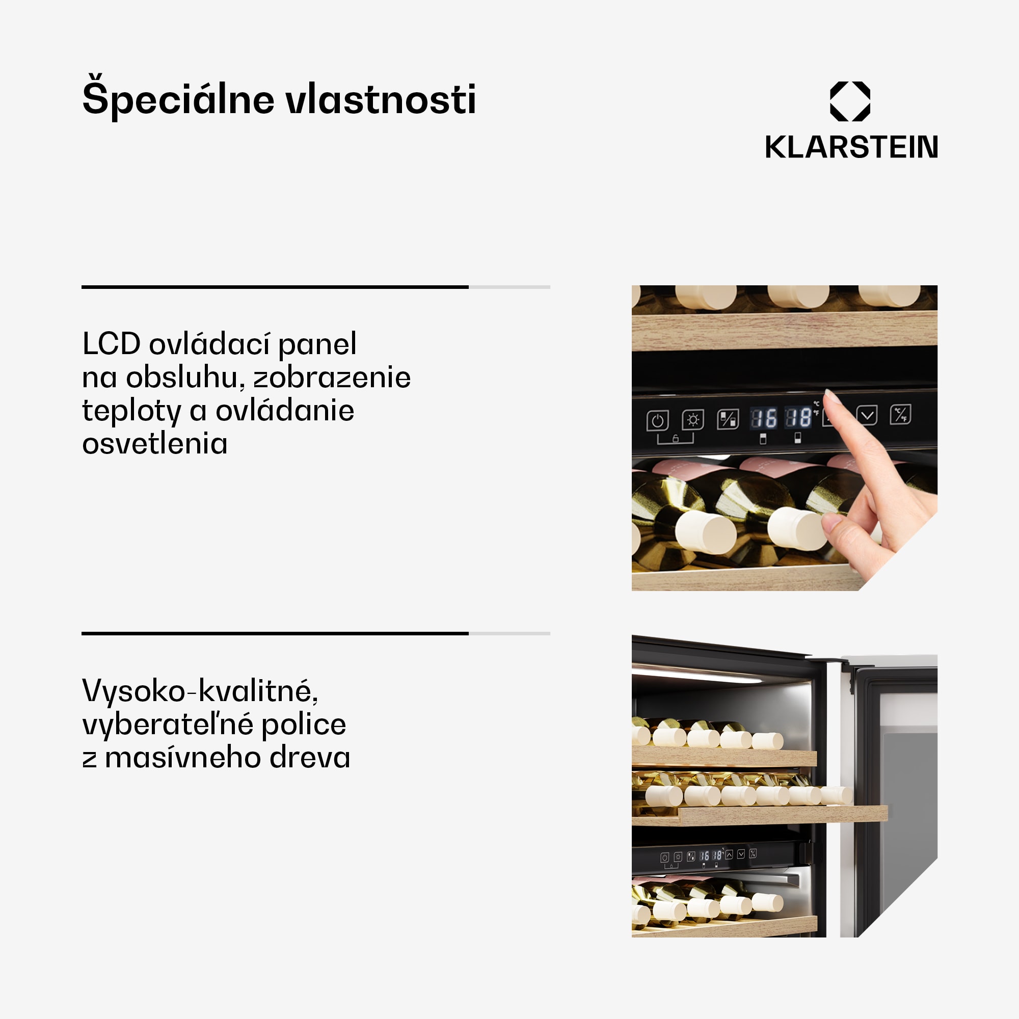 Klarstein Rhone 36 Duo chladnička na víno, 36 fliaš, LED ovládanie, push-to-open, tichá – Obrázok 4